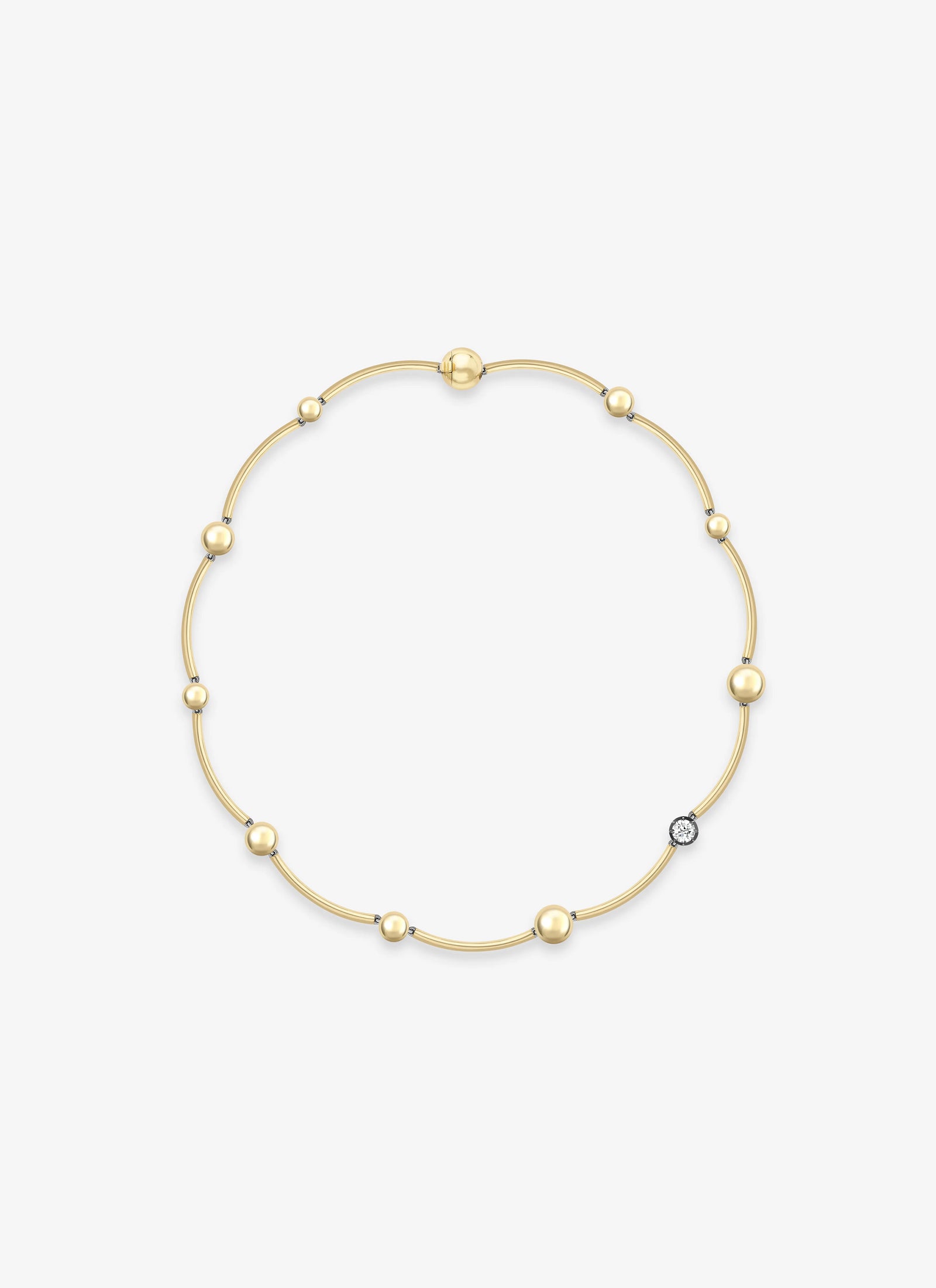 Necklace - Yellow Gold Sphere and 0.50ct Diamond (Orbit)