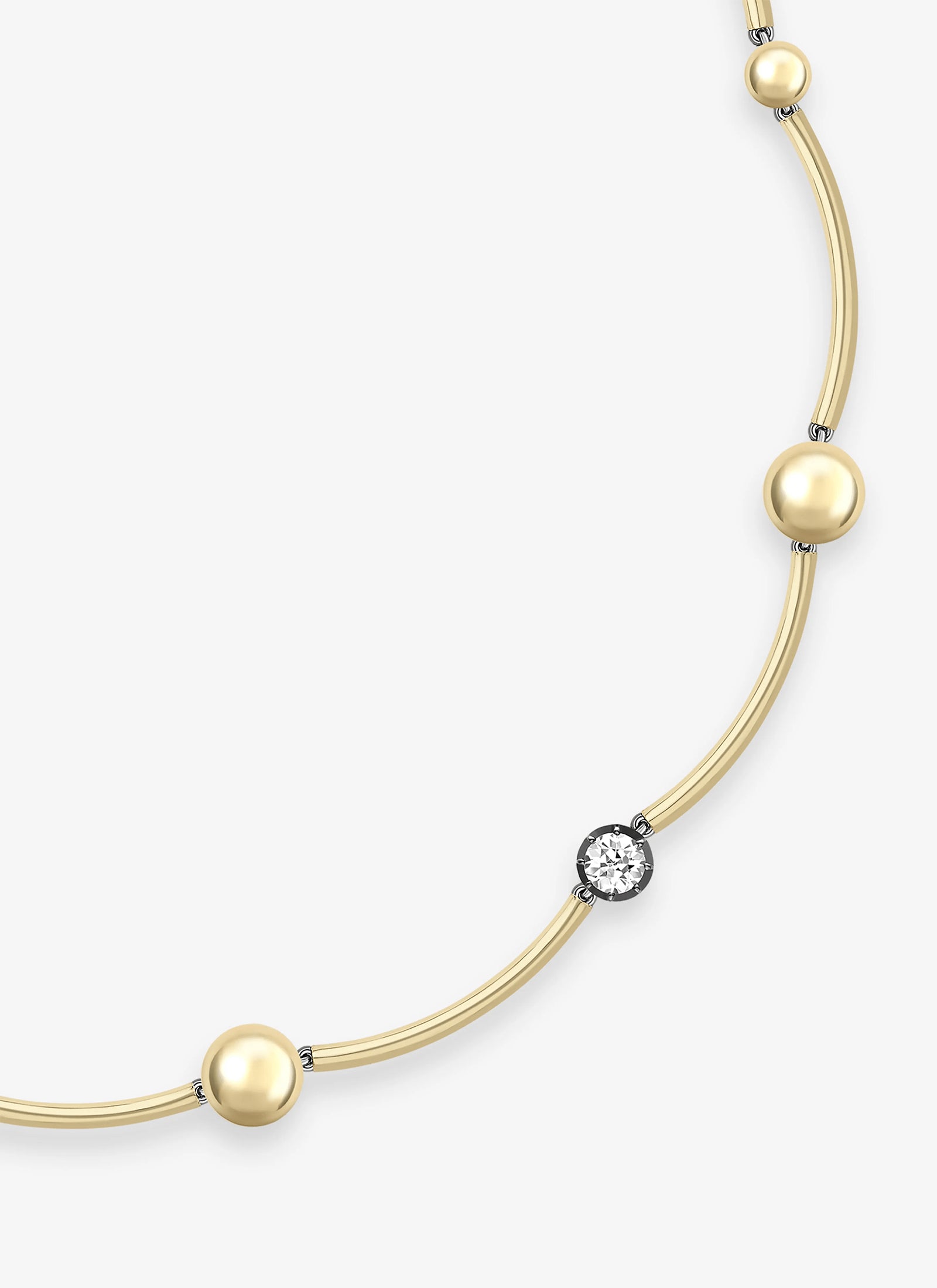 Necklace - Yellow Gold Sphere and 0.50ct Diamond (Orbit)