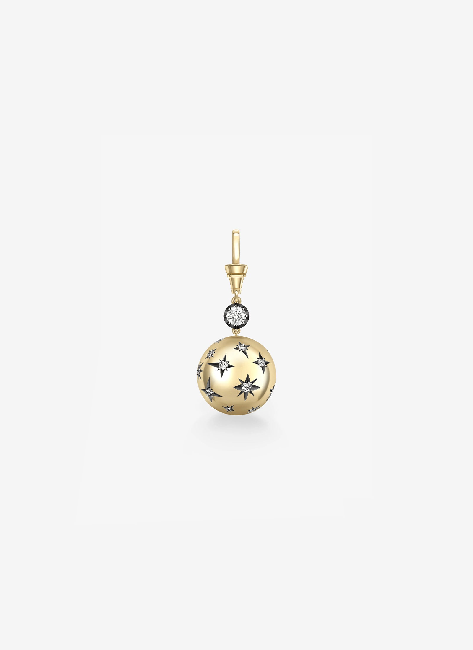 Pendant - Yellow Gold Star-Studded Sphere and 1.02ct Diamond (Orbit)