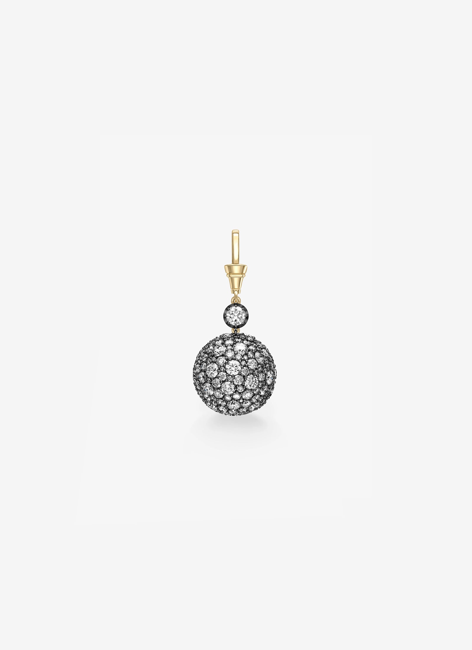 Pendant - Blackened Gold and 13.00ct Diamond Pave Sphere (Orbit)