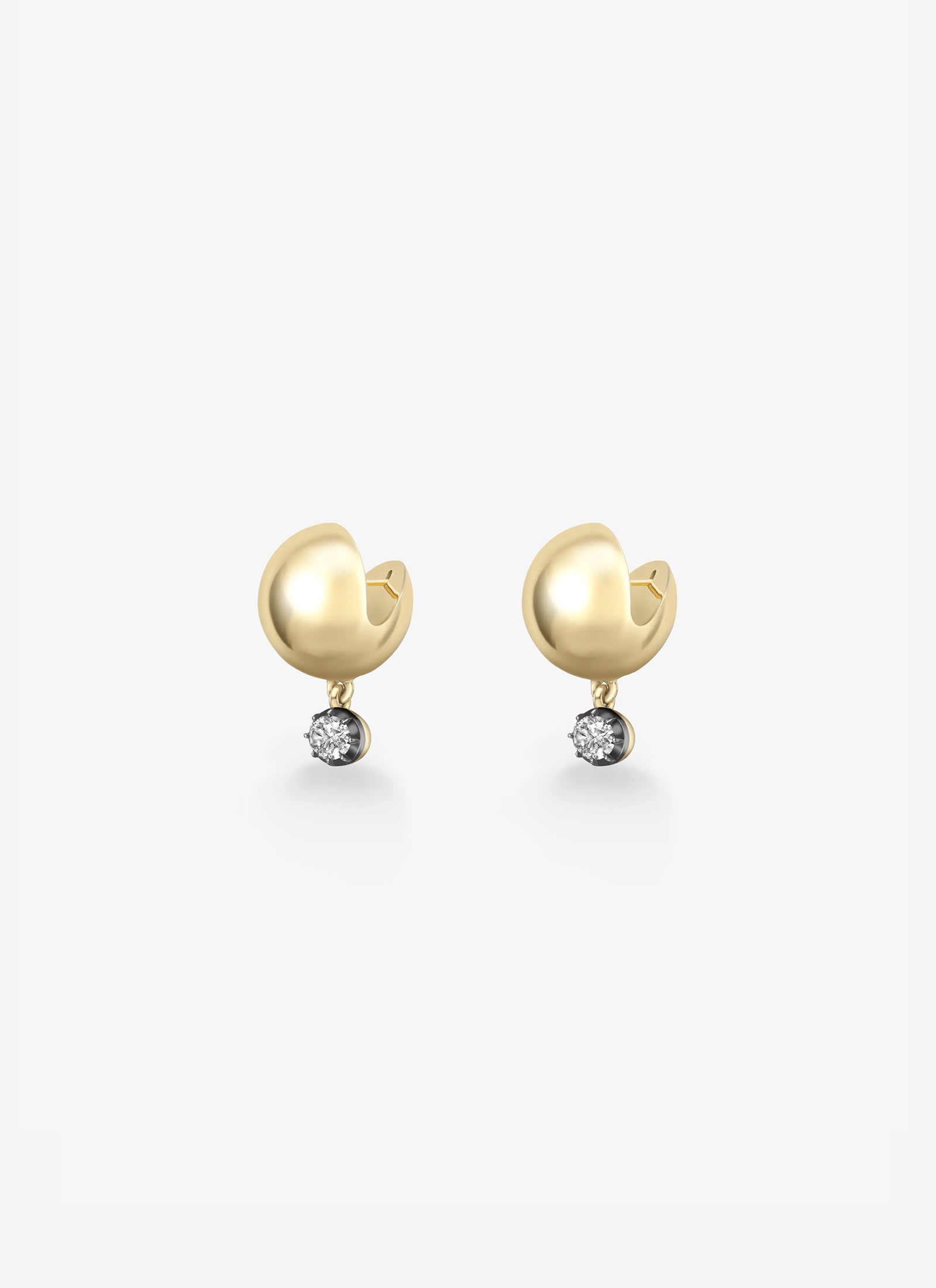 Earrings - Yellow Gold Sphere and Oval-Cut 0.40ct Diamond Studs (Orbit)