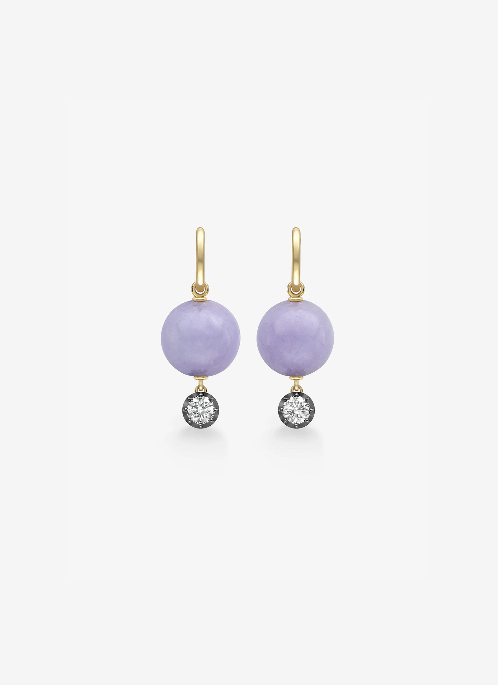 Gypsets - Lilac Jade Sphere and 0.40ct Diamond Hoop Earrings (Orbit)