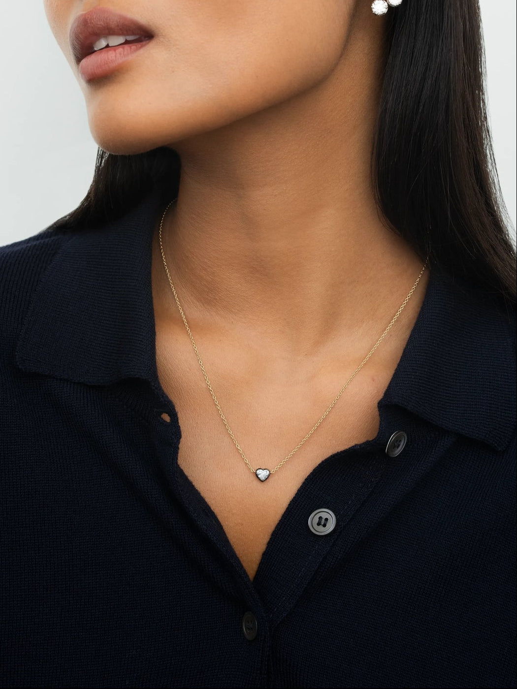 Signature Georgian Cut-Down Heart Shaped Diamond & Blackened Gold Pendant