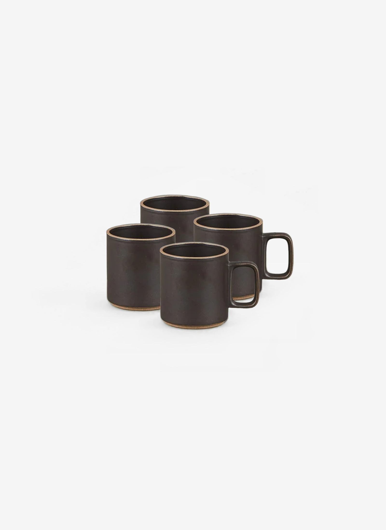 Large Black Mugs - Set Of 4