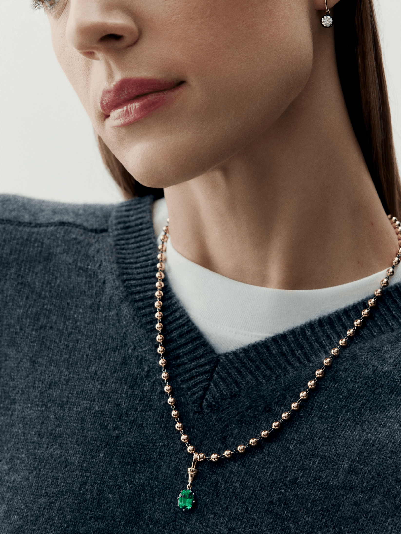 Ball n Chain - 21" Rose Gold Necklace