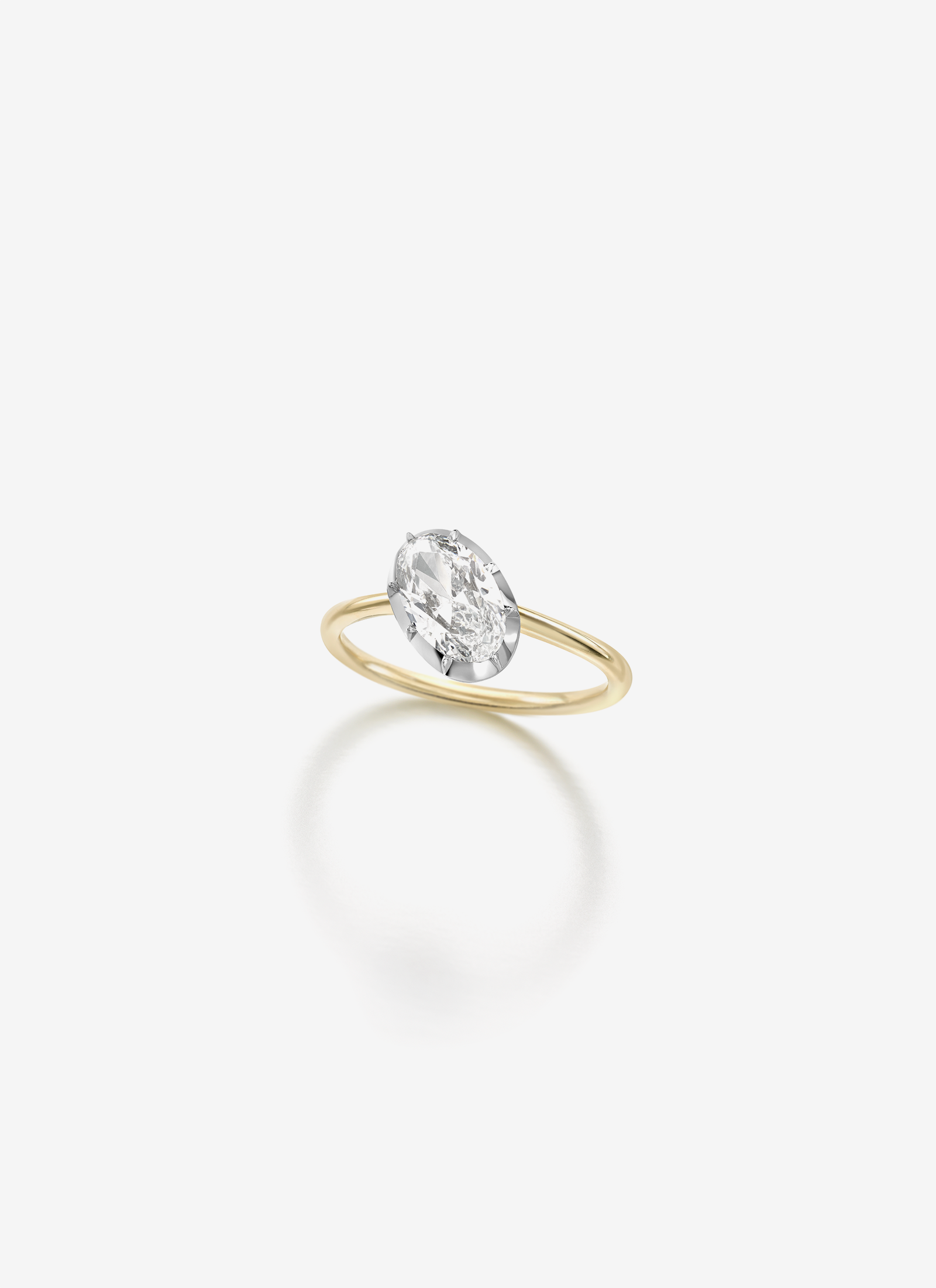 Button Back 1.20ct Oval Tilted Diamond Ring - WG