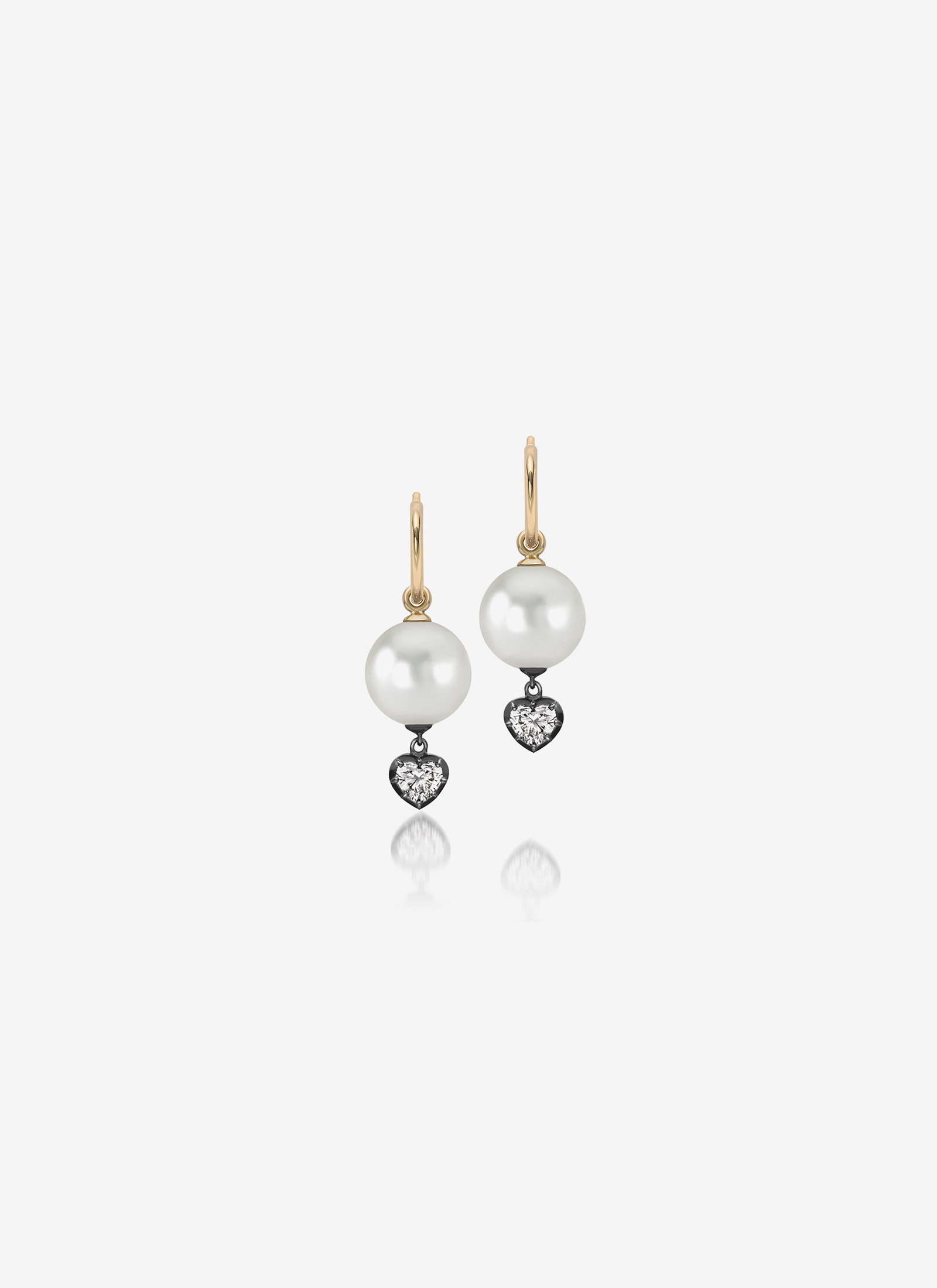 Gypset Pearl and Diamond Heart Shaped Earrings