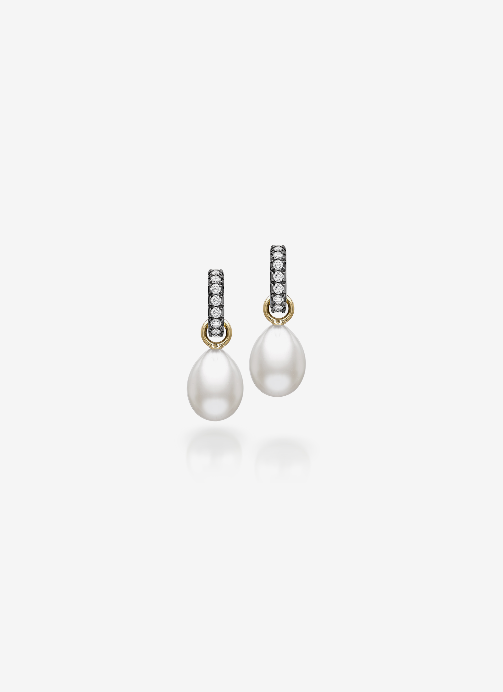 Signature Diamond & Pearl Cut-Down Hoop Earrings