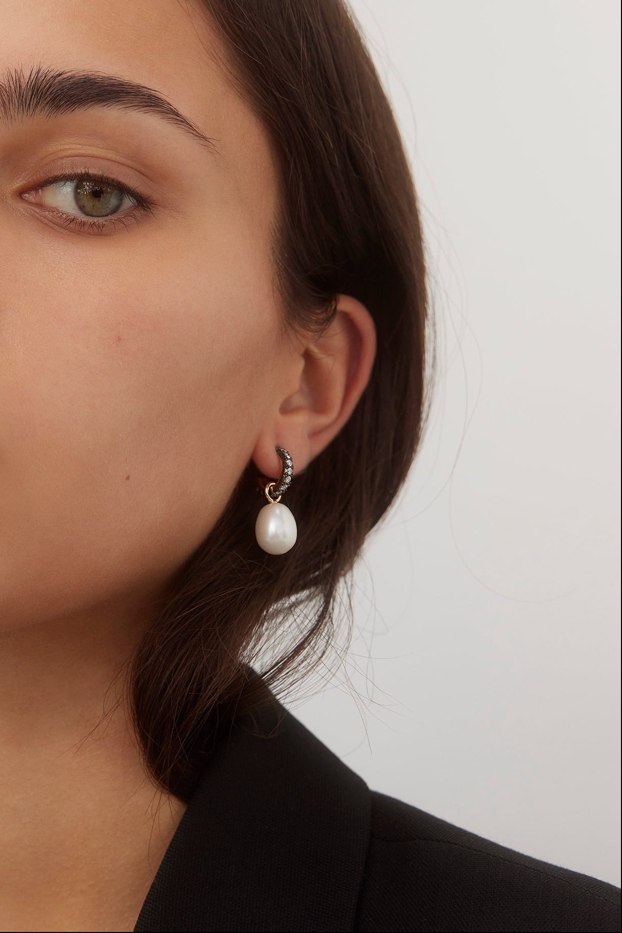 Earrings - Diamond Cut-Down & Pearl Hoops