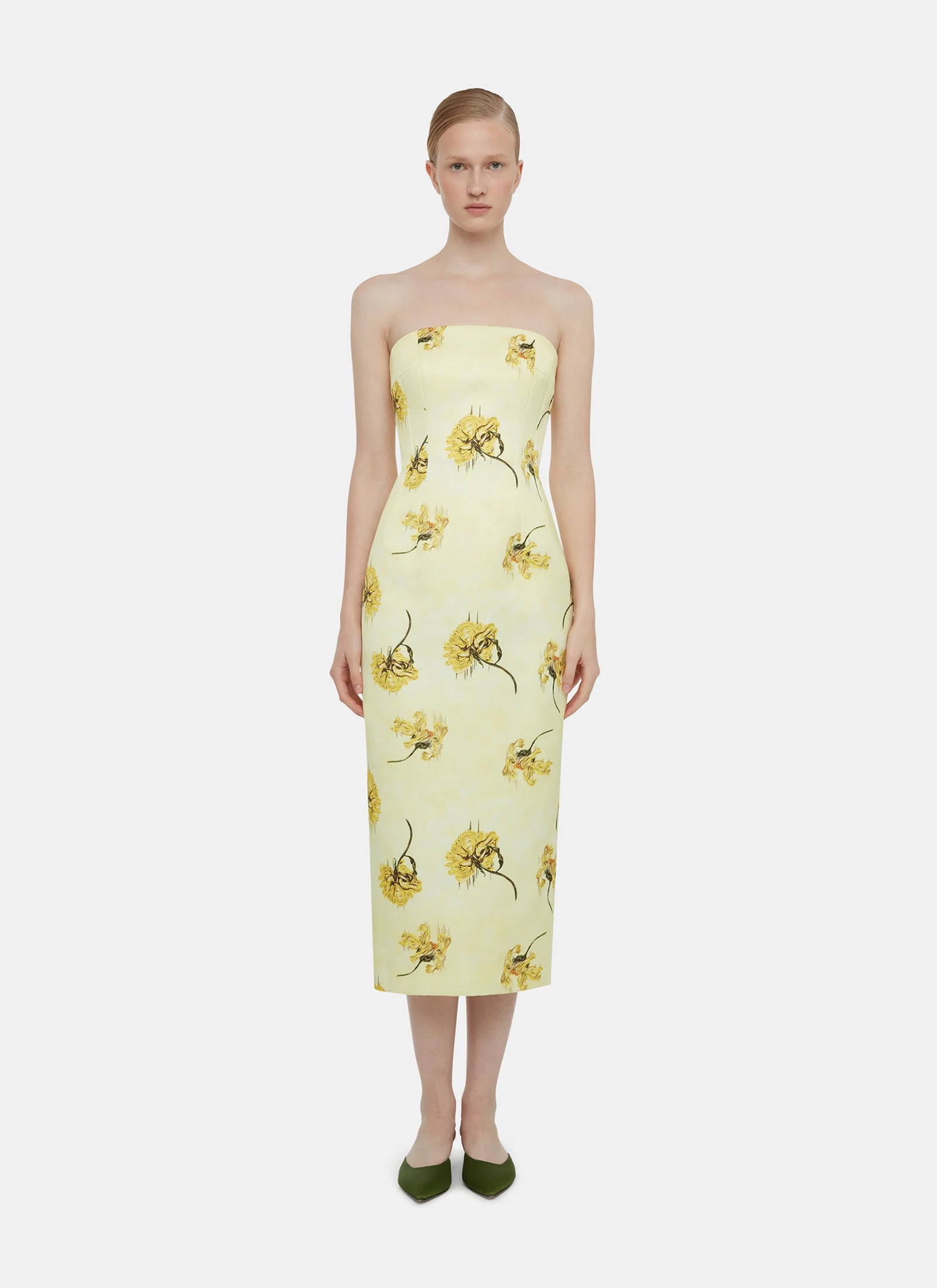 Leila Dress - Yellow Floral Taffeta