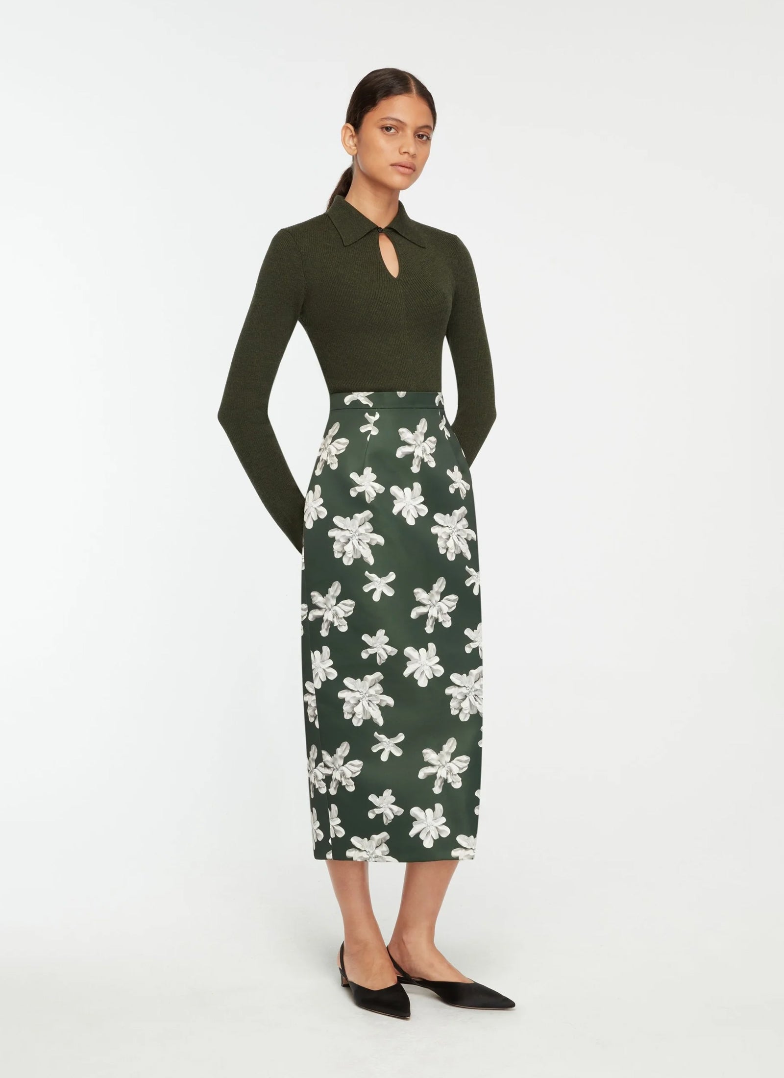 Lorelei Skirt - Green & Ivory Floral