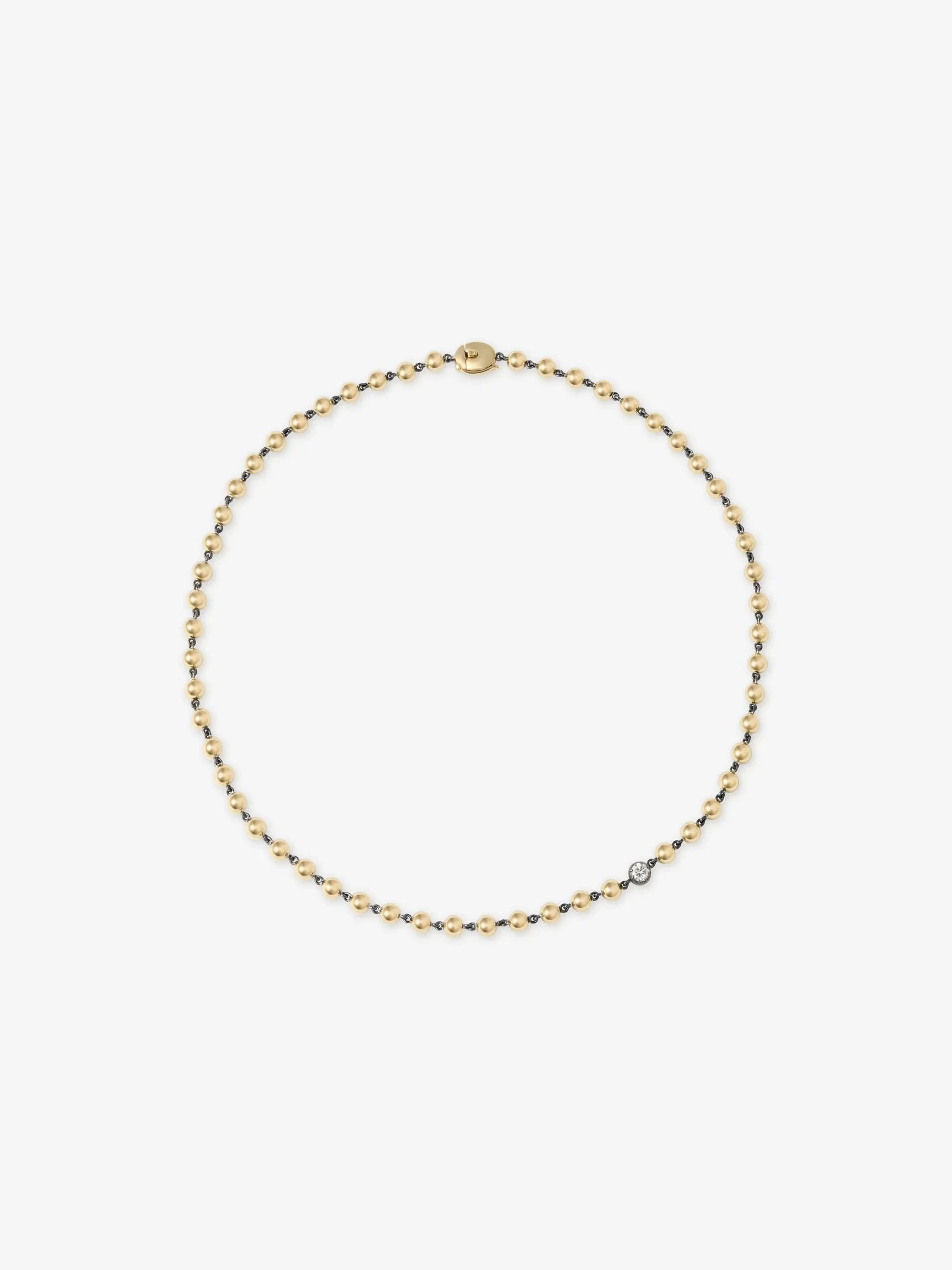 Ball n Chain Necklace - 16" Yellow Gold w 0.25ct Diamond