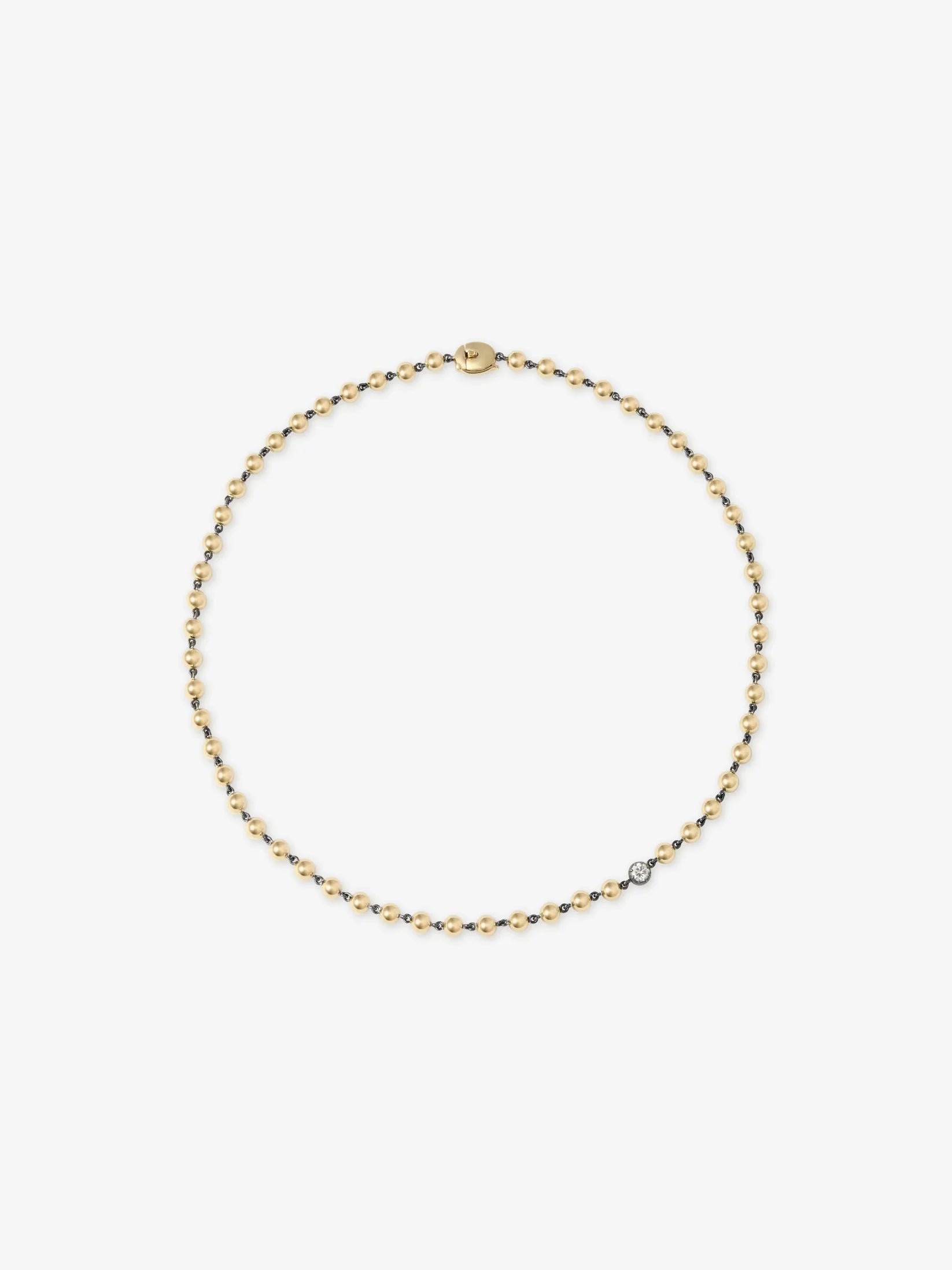 Ball n Chain - 16" Yellow Gold Necklace with 0.25ct Diamond