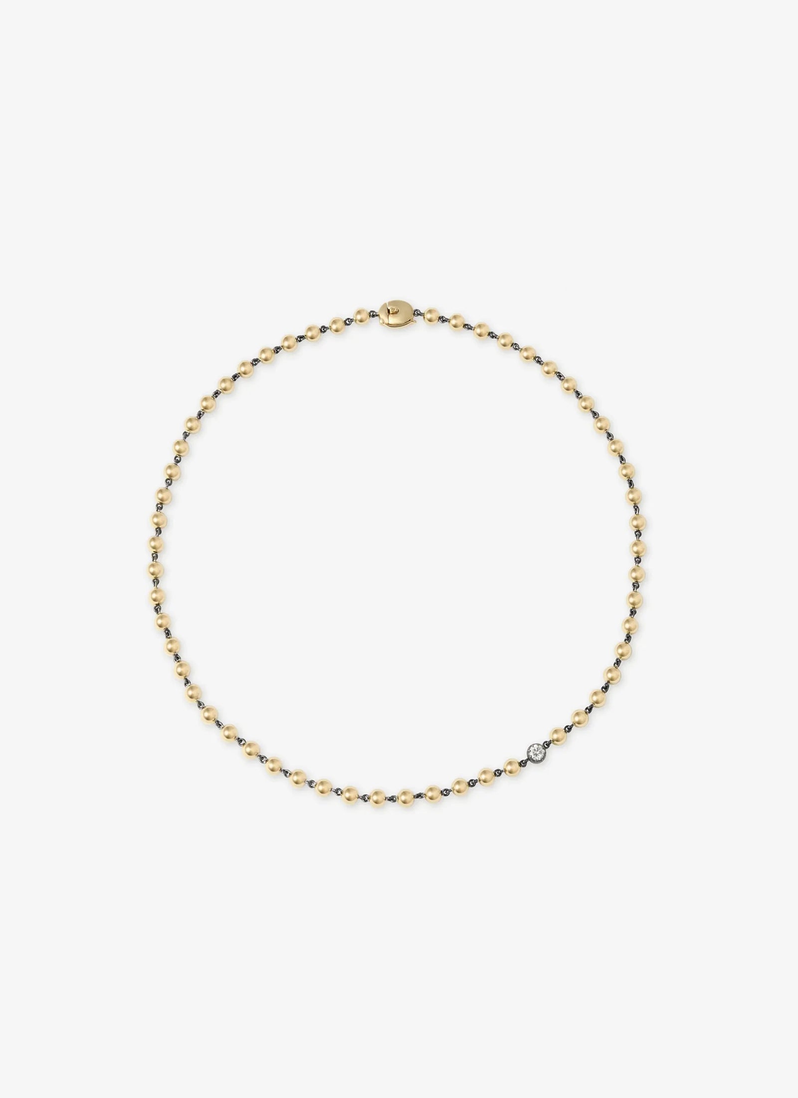 Ball n Chain - 16" Yellow Gold Necklace with 0.25ct Diamond