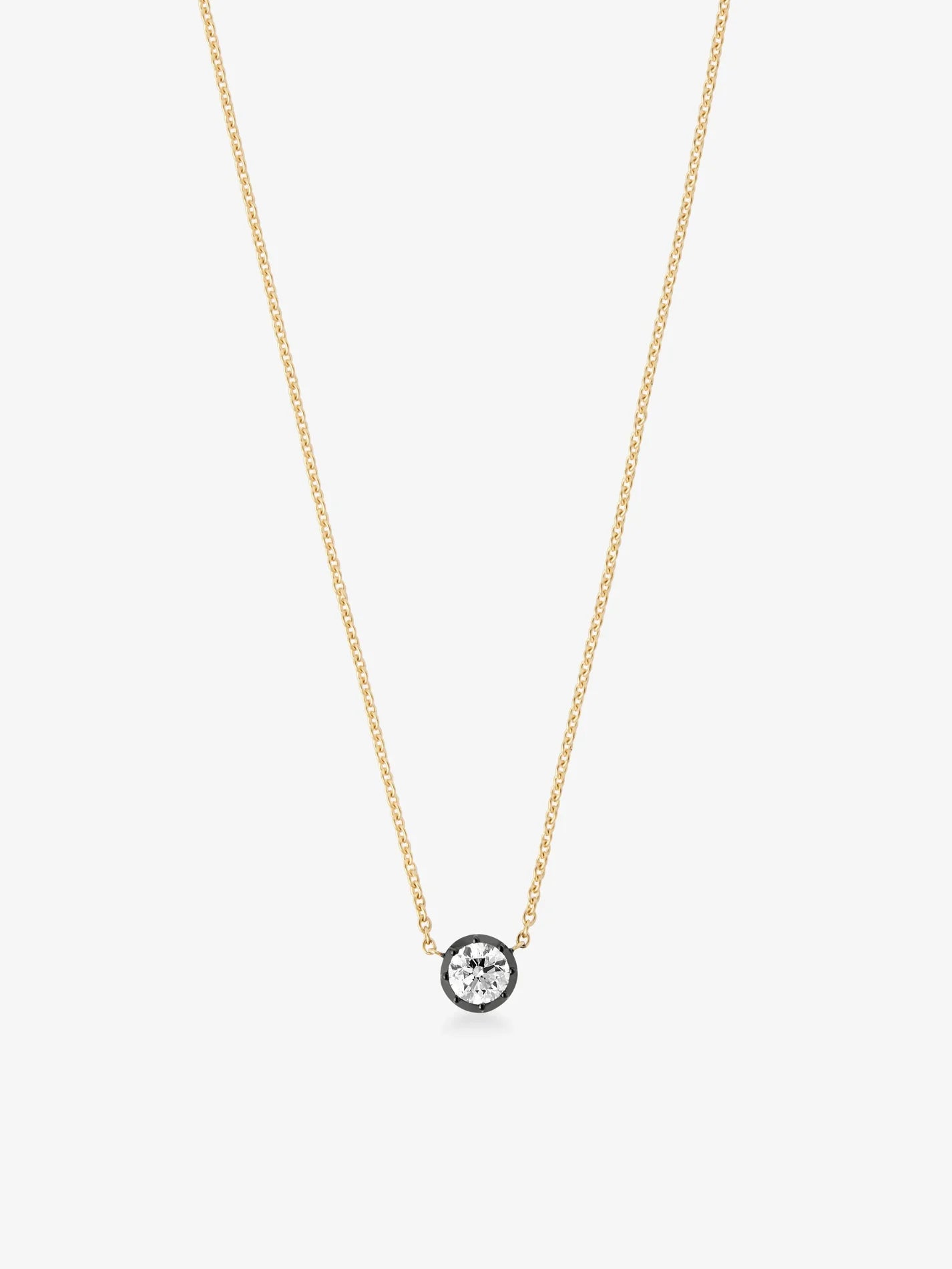 Signature Georgian Cut-Down Diamond and Blackened Gold Pendant
