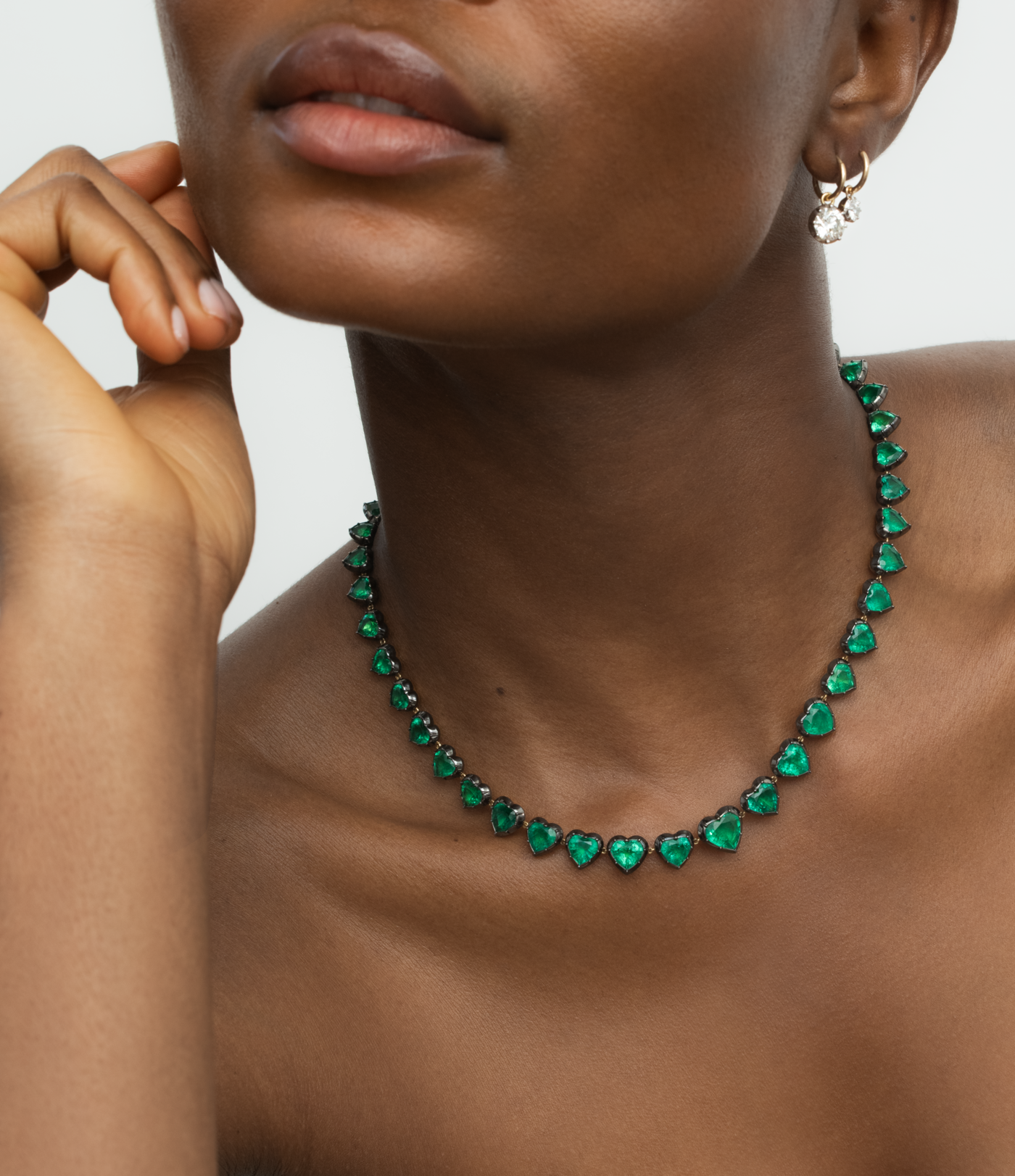 Necklace - Emerald Button Back