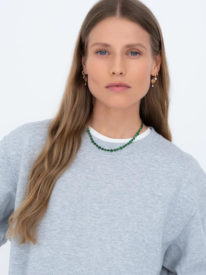 Necklace - Emerald Button Back