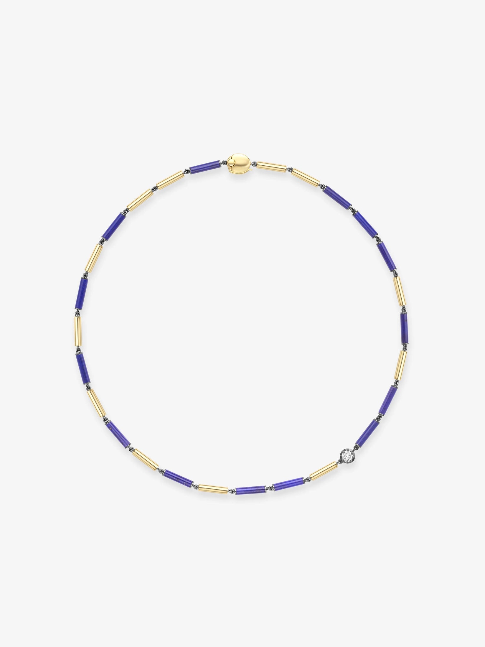 Necklace - Lapis, Diamond & Gold 16" (Medallions)