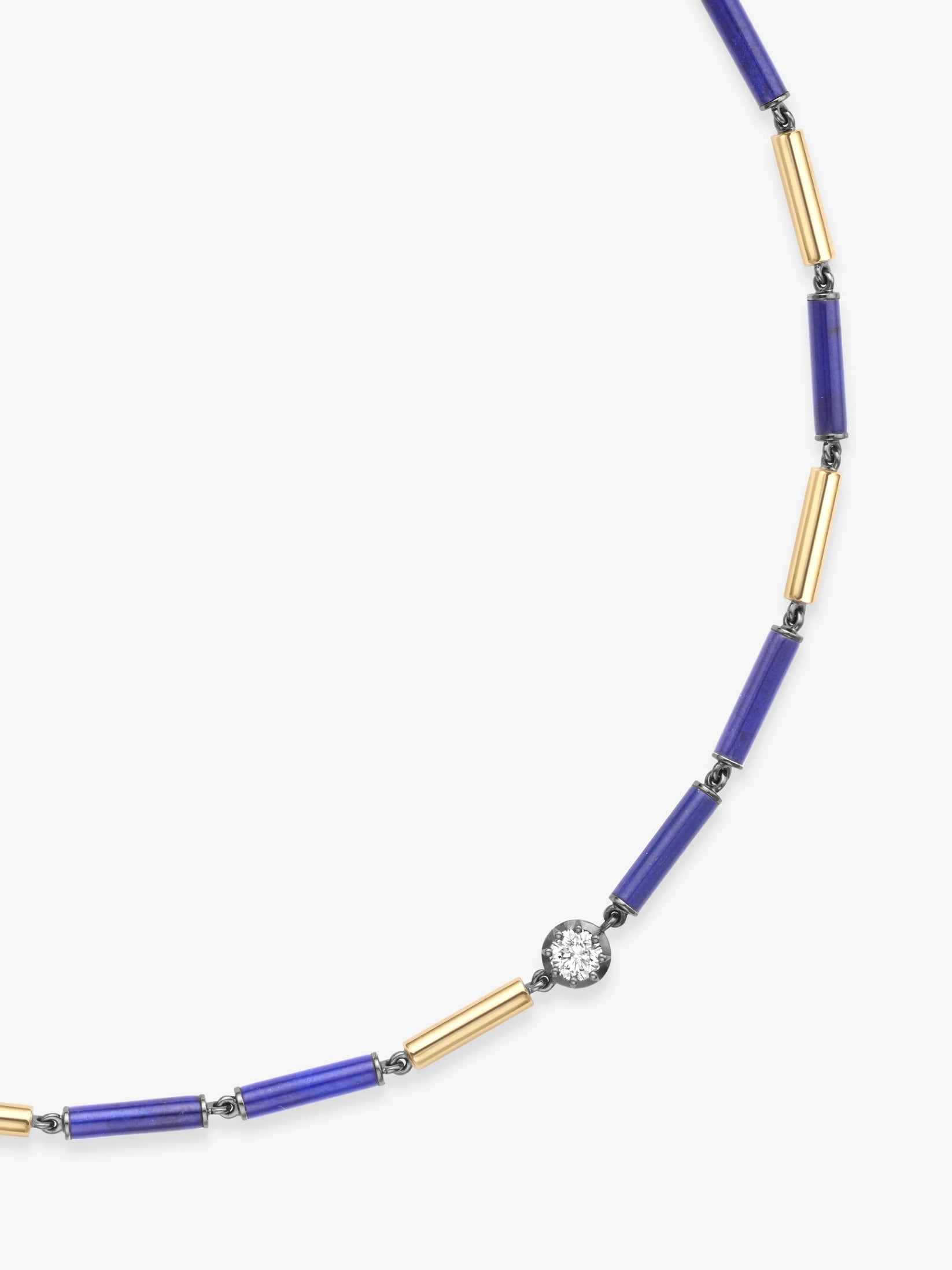 Necklace - Lapis, Diamond & Gold 16" (Medallions)