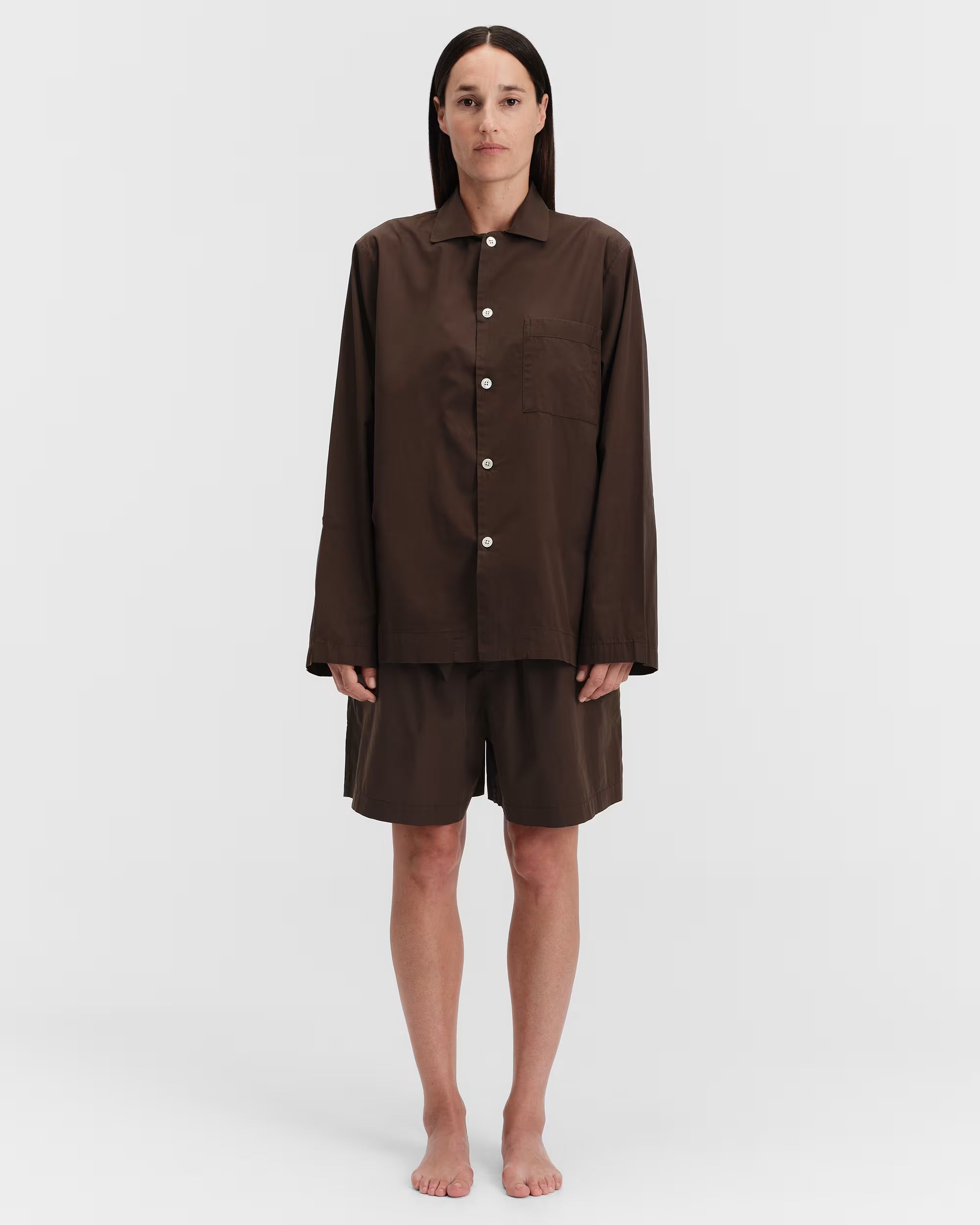Poplin Sleep Shorts - Coffee