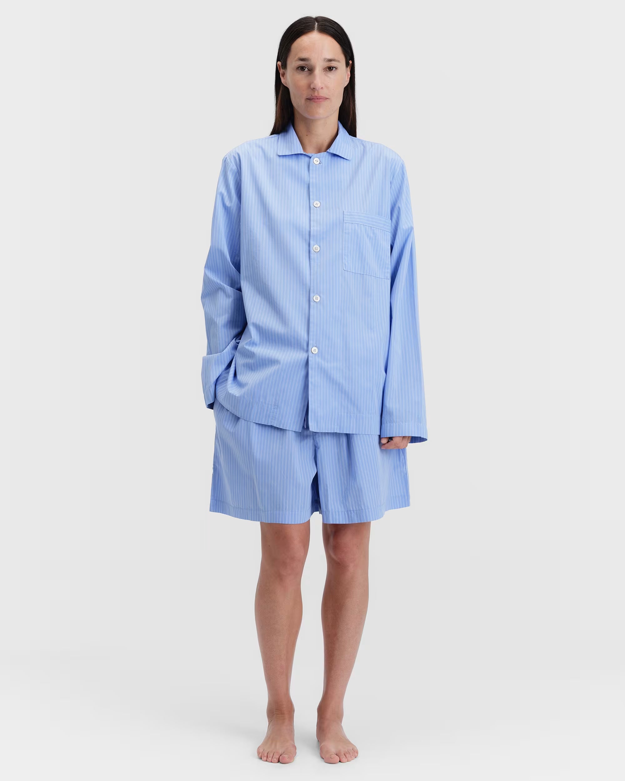 Poplin Sleep Shorts - Pin Stripes