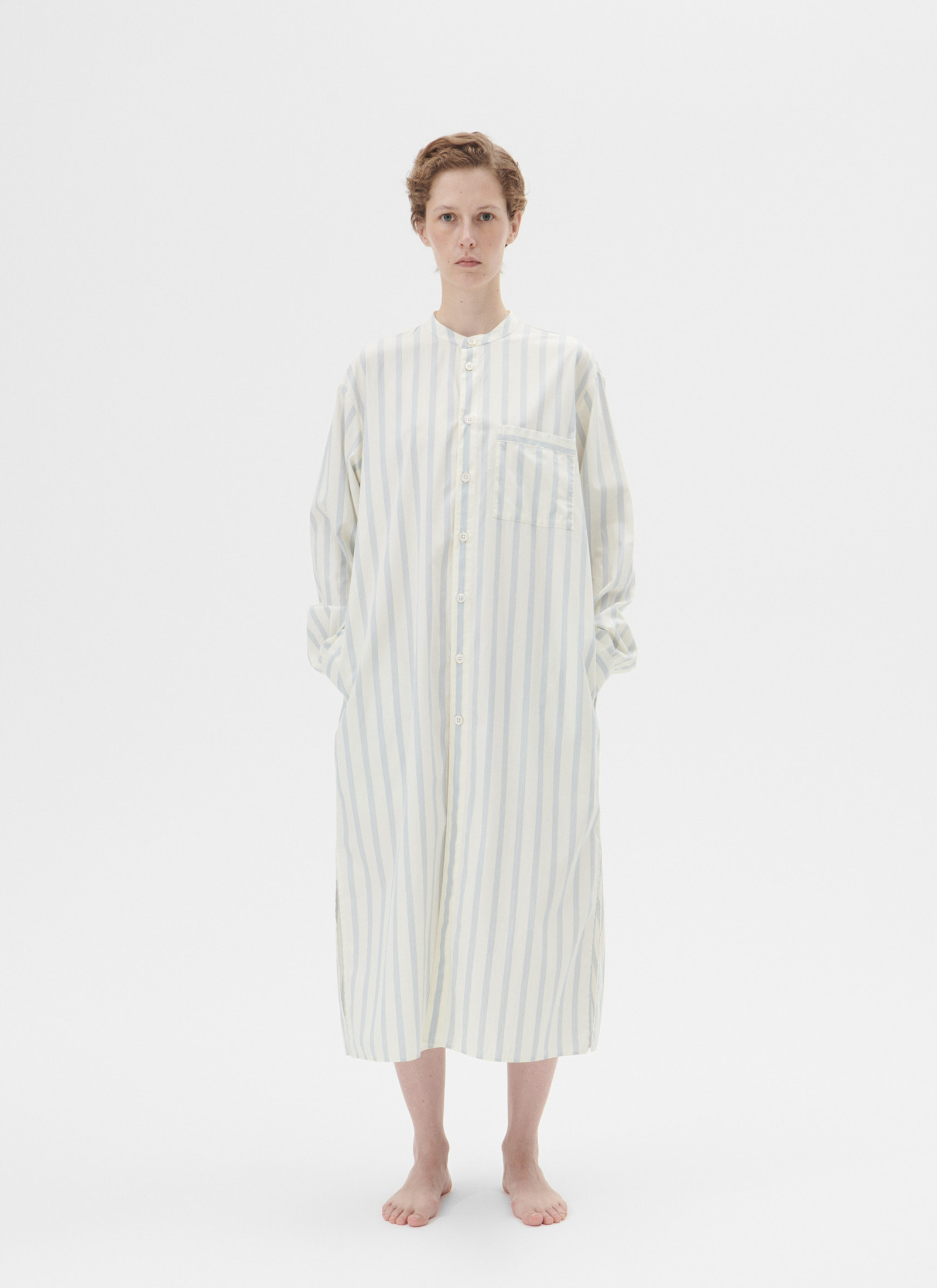 Poplin Night Shirt / Kaftan - Needle Stripes