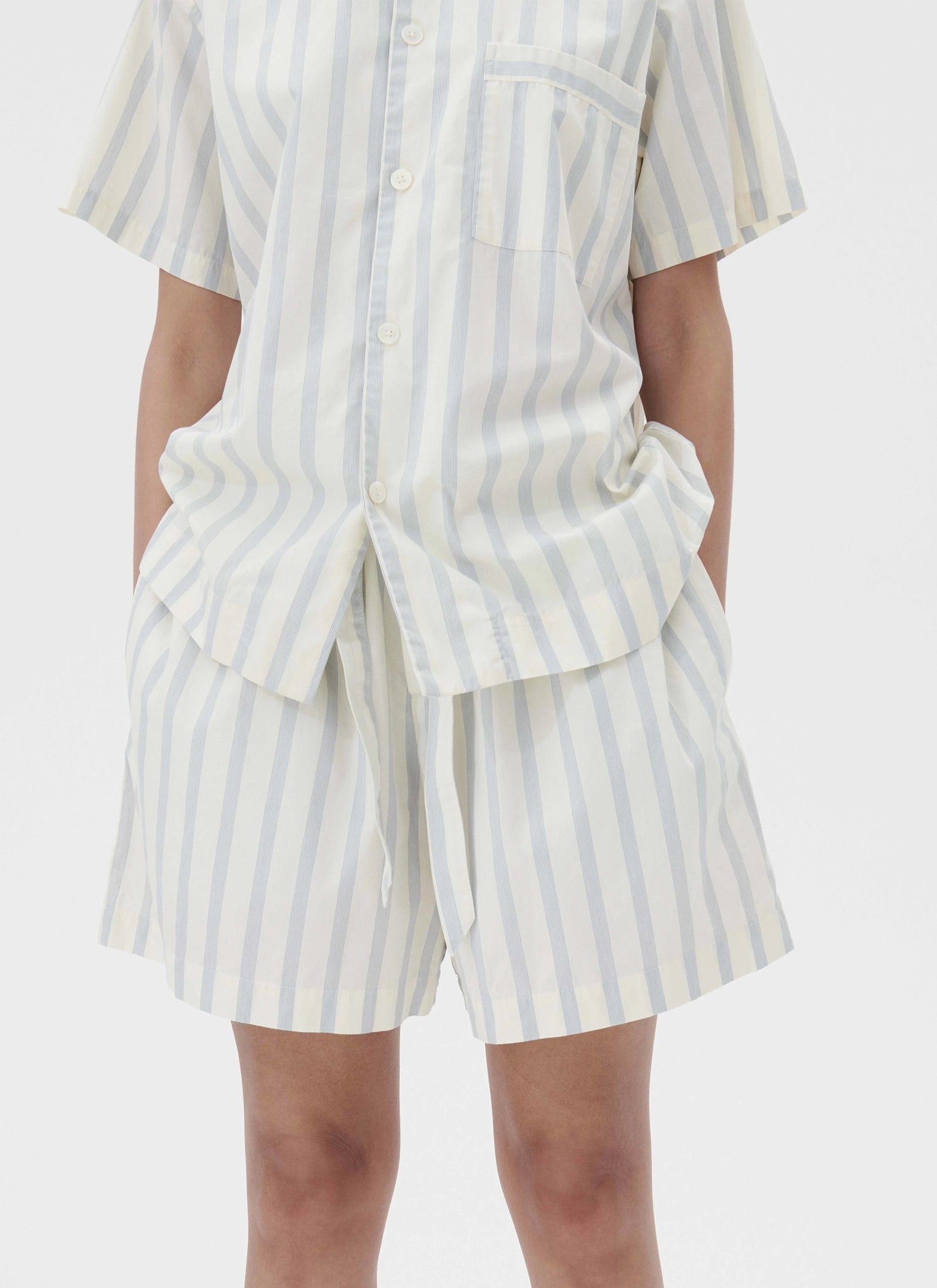 Poplin Sleep Shorts - Needle Stripes