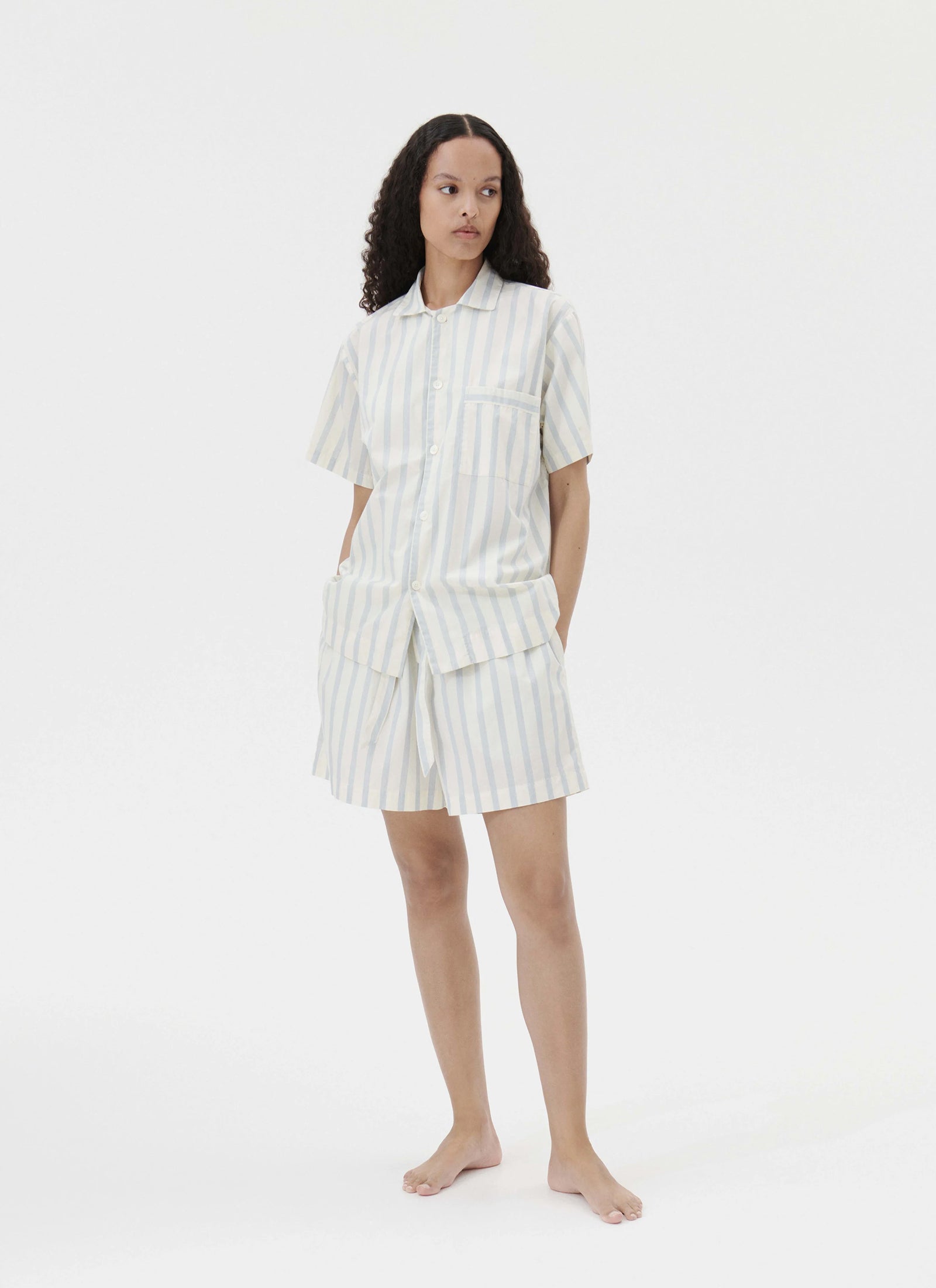 Poplin Sleep Shorts - Needle Stripes