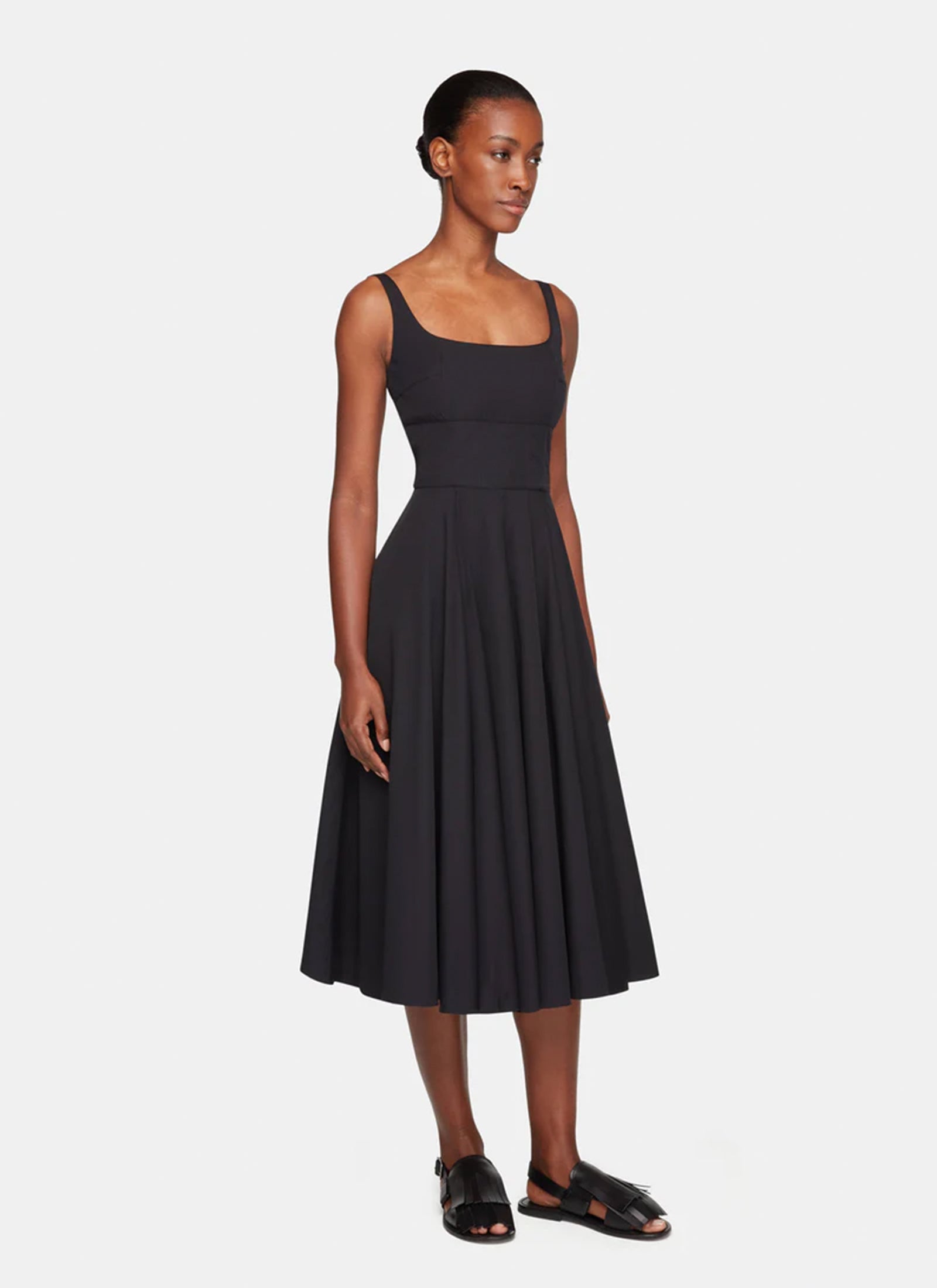 Nikush Dress - Black Cotton Poplin