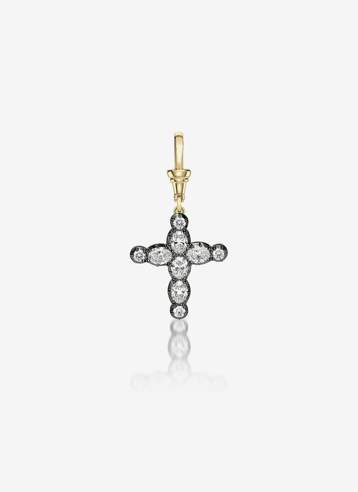 Oval Diamond Cross Pendant