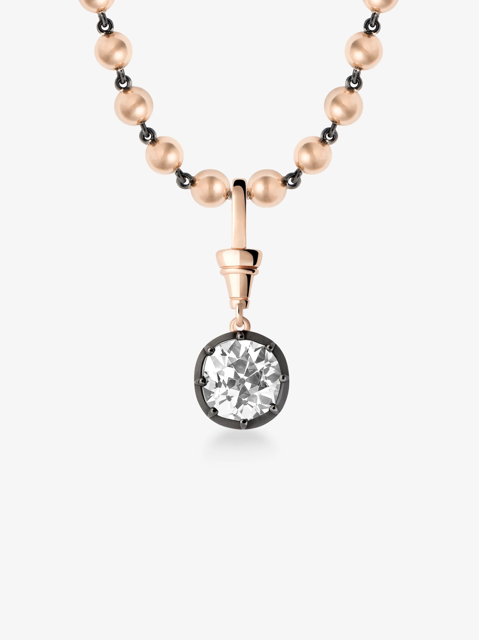 Ball n Chain 3.99ct Old Mine Cut Diamond Pendant