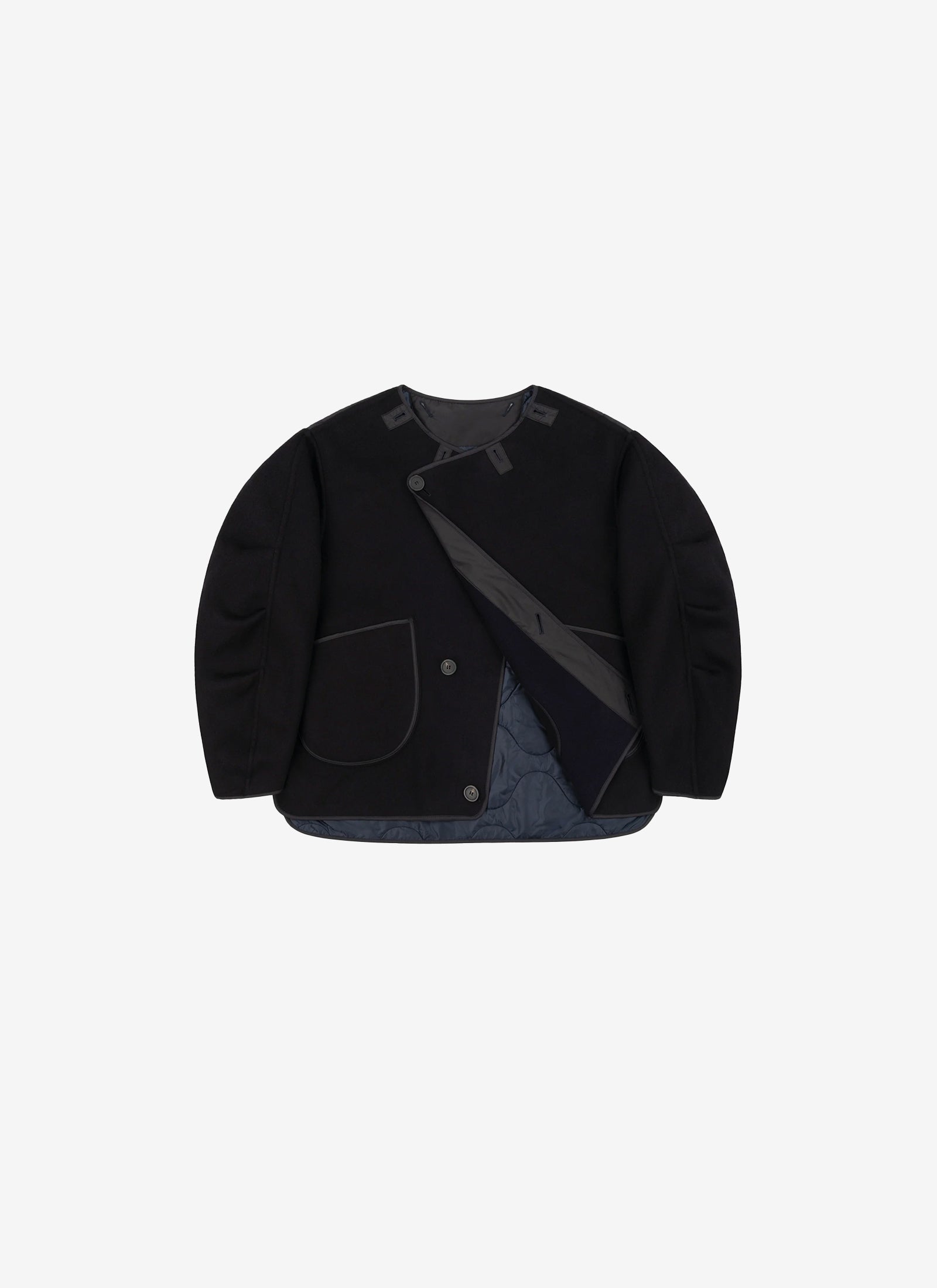 Wool Peacoat - Black / Navy | Simon James