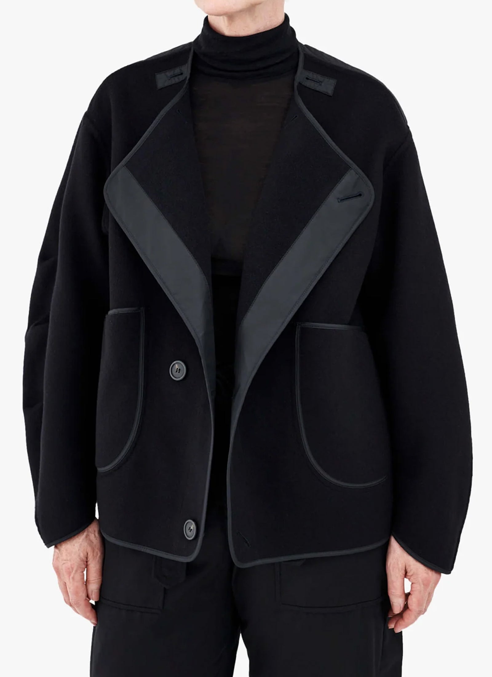 Wool Peacoat - Black / Navy | Simon James