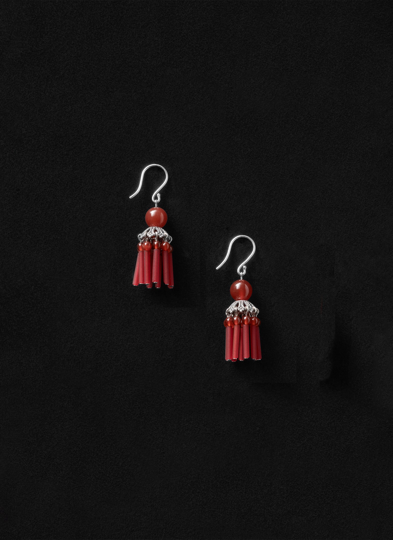 Petite Flamenco Earrings - Red Carnelian