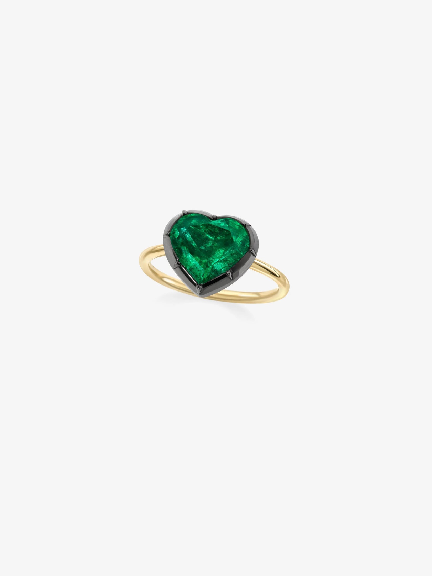 3.35ct Heart-Shaped Emerald Button Back Ring