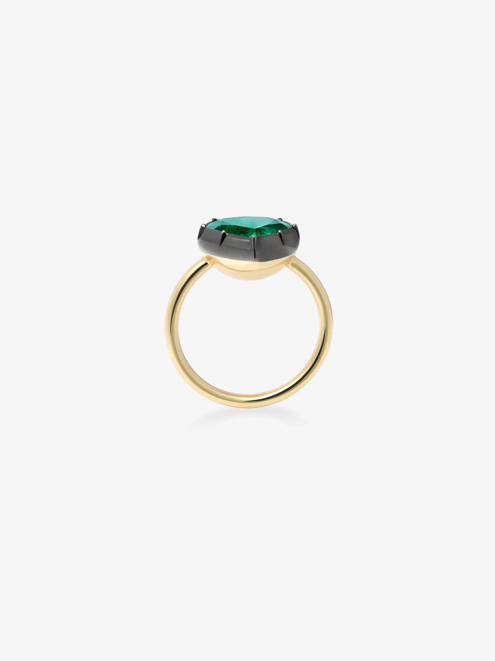 3.35ct Heart-Shaped Emerald Button Back Ring