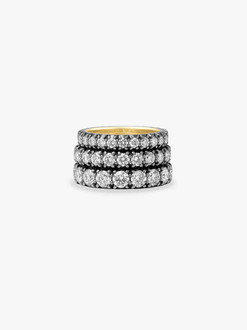 Large Cut-Down Blackened Gold Eternity Band