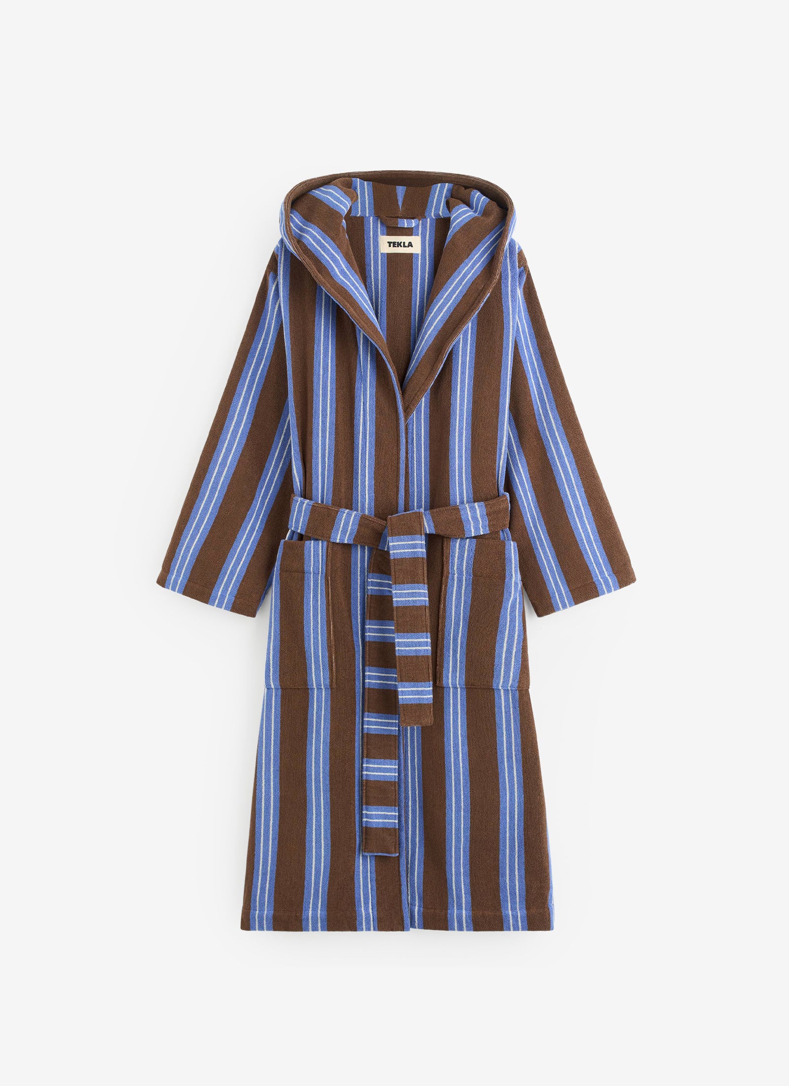 Hooded Bathrobe - Chestnut Stripes