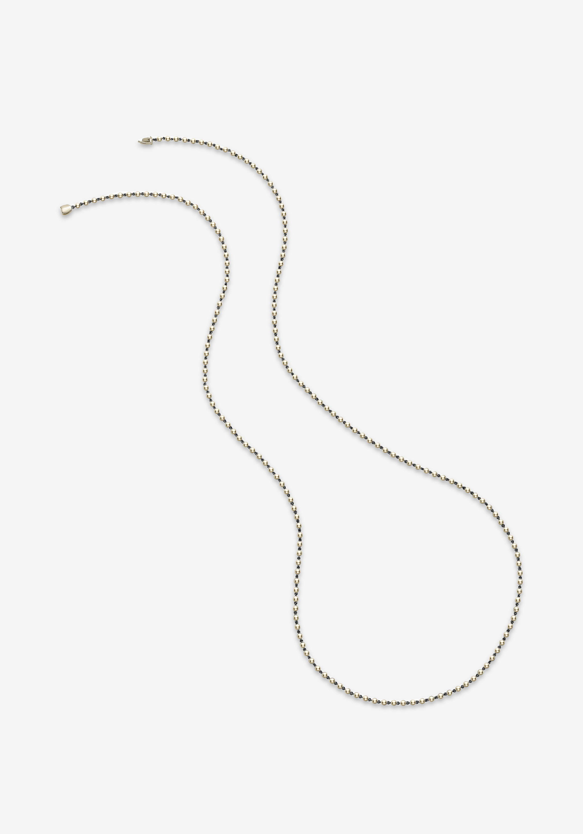 Micro Ball n Chain 36" Yellow Gold Necklace