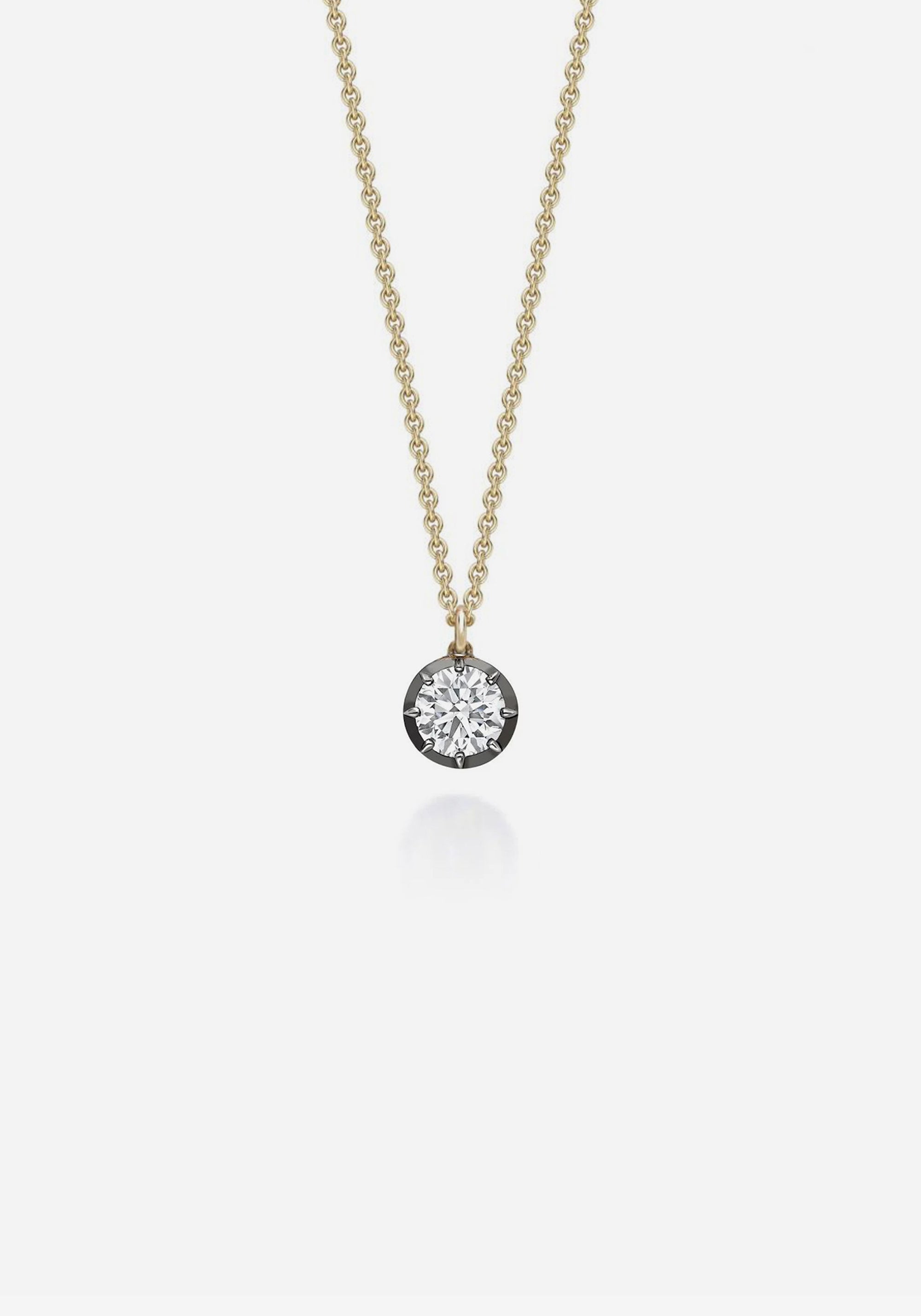 Signature Georgian Cut-Down Diamond and Blackened Gold Pendant