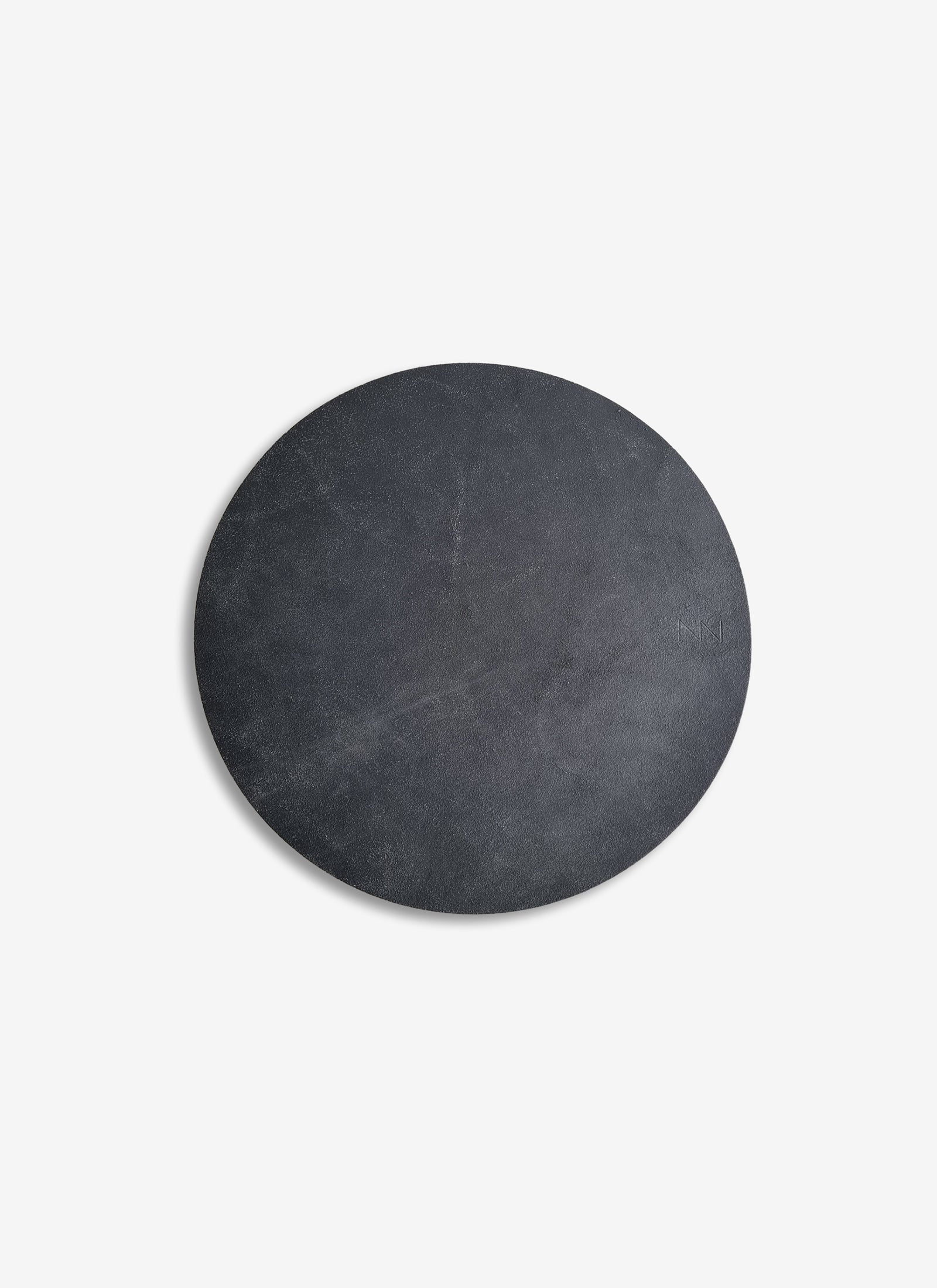 Round Leather Placemat - Black