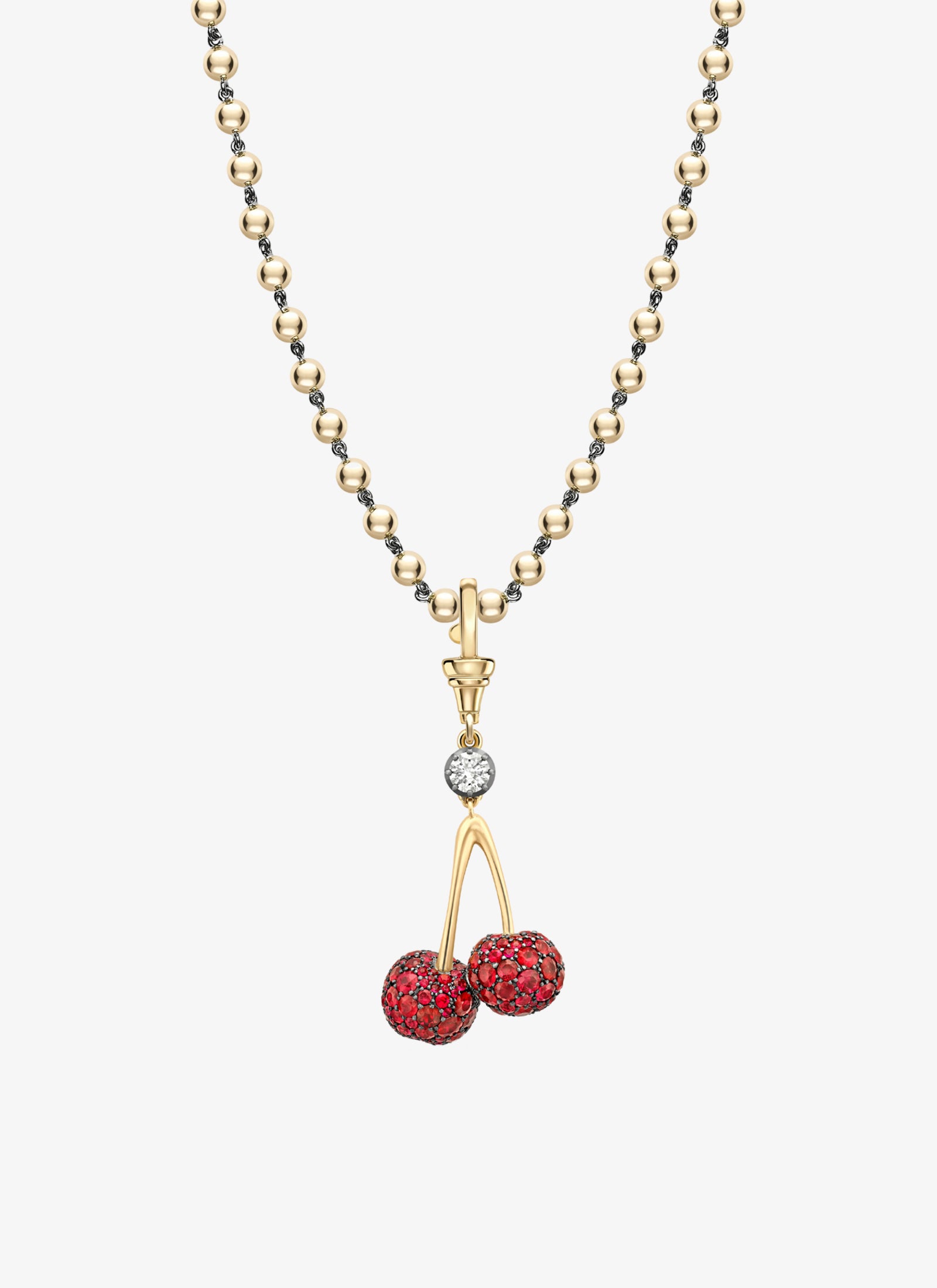 Pendant - Ruby Cherries & Diamond