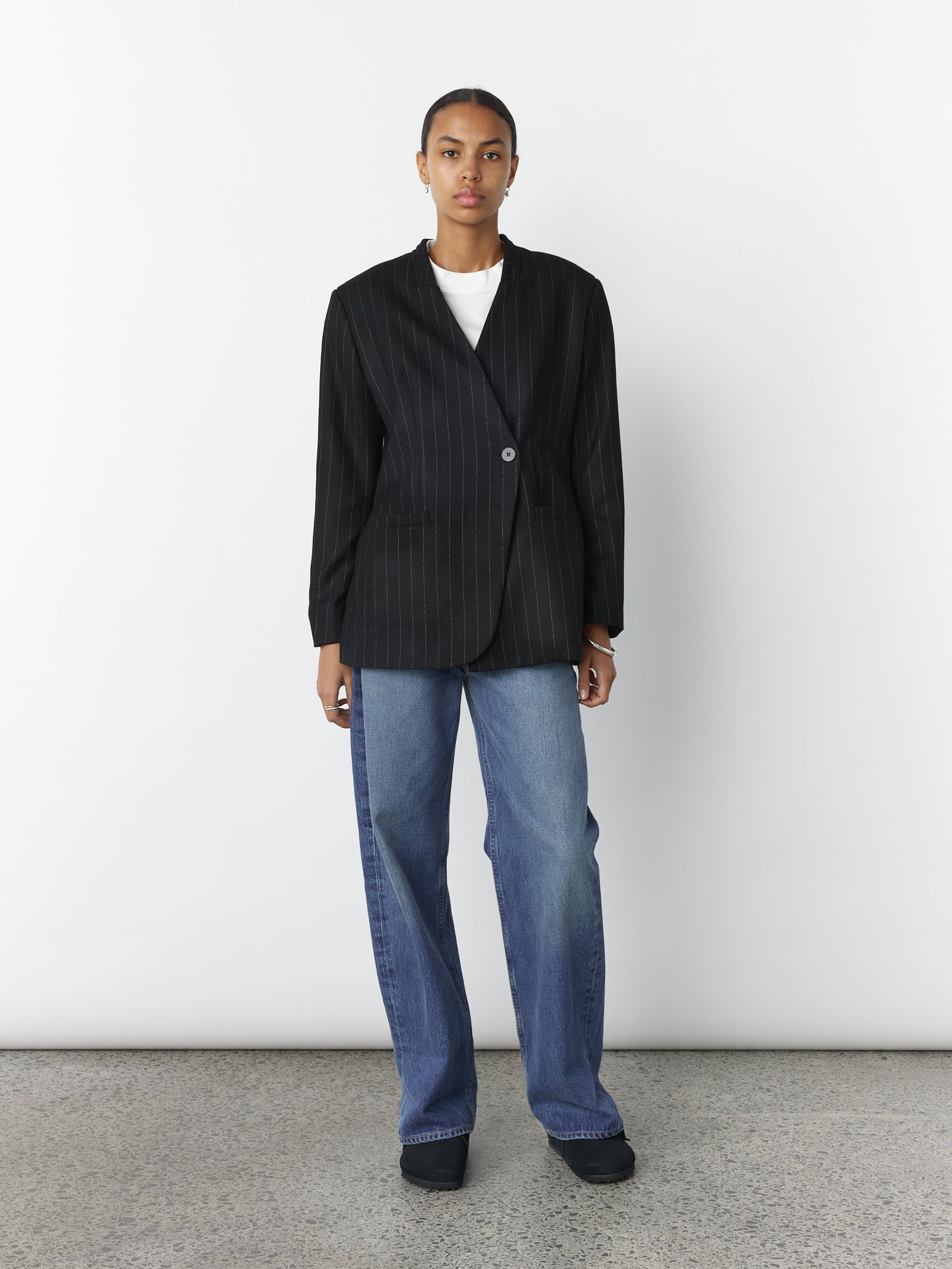 Jude Blazer - Black Pinstripe