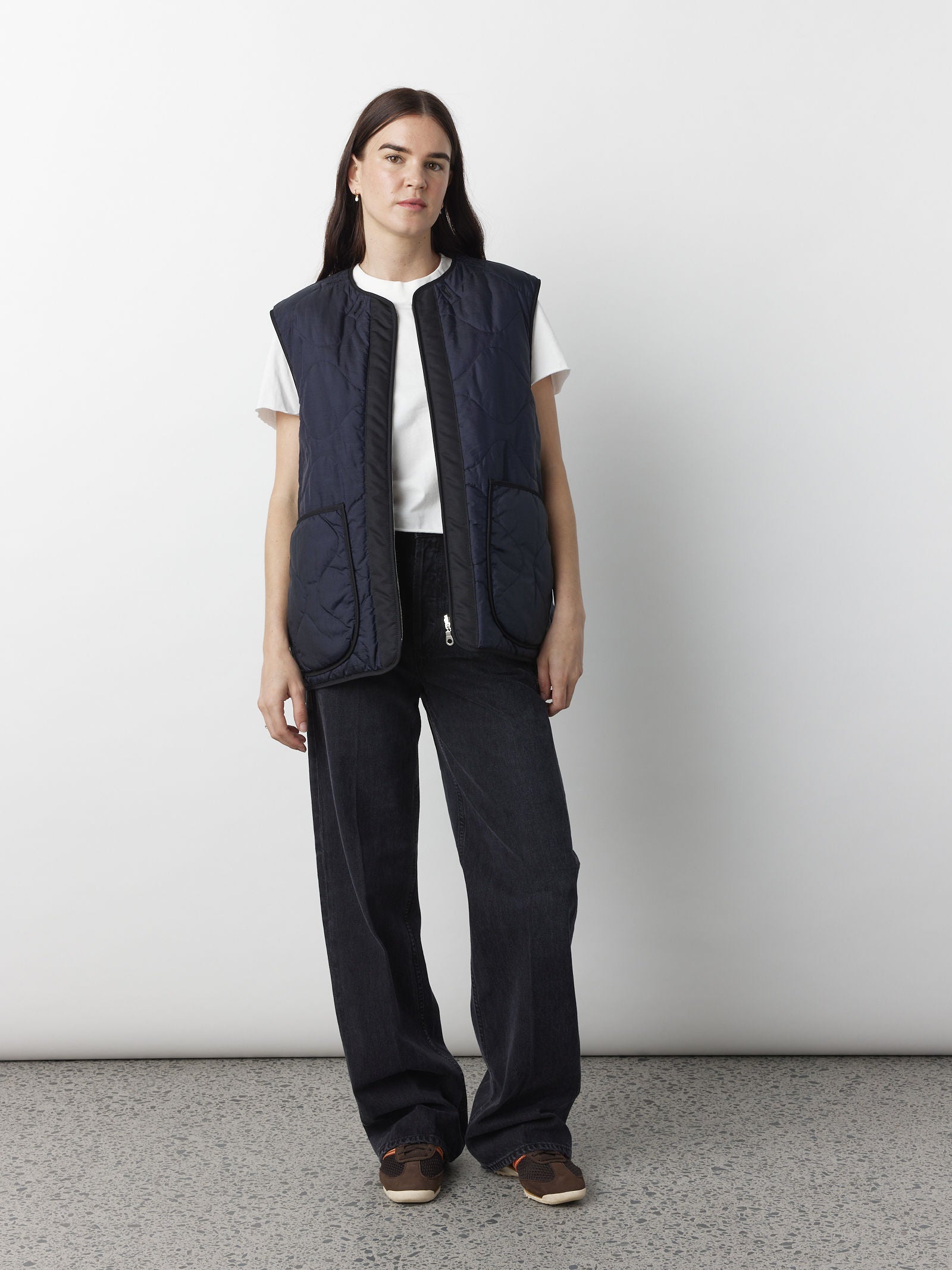 Airmail Quilted Vest - Navy / Dark Olive