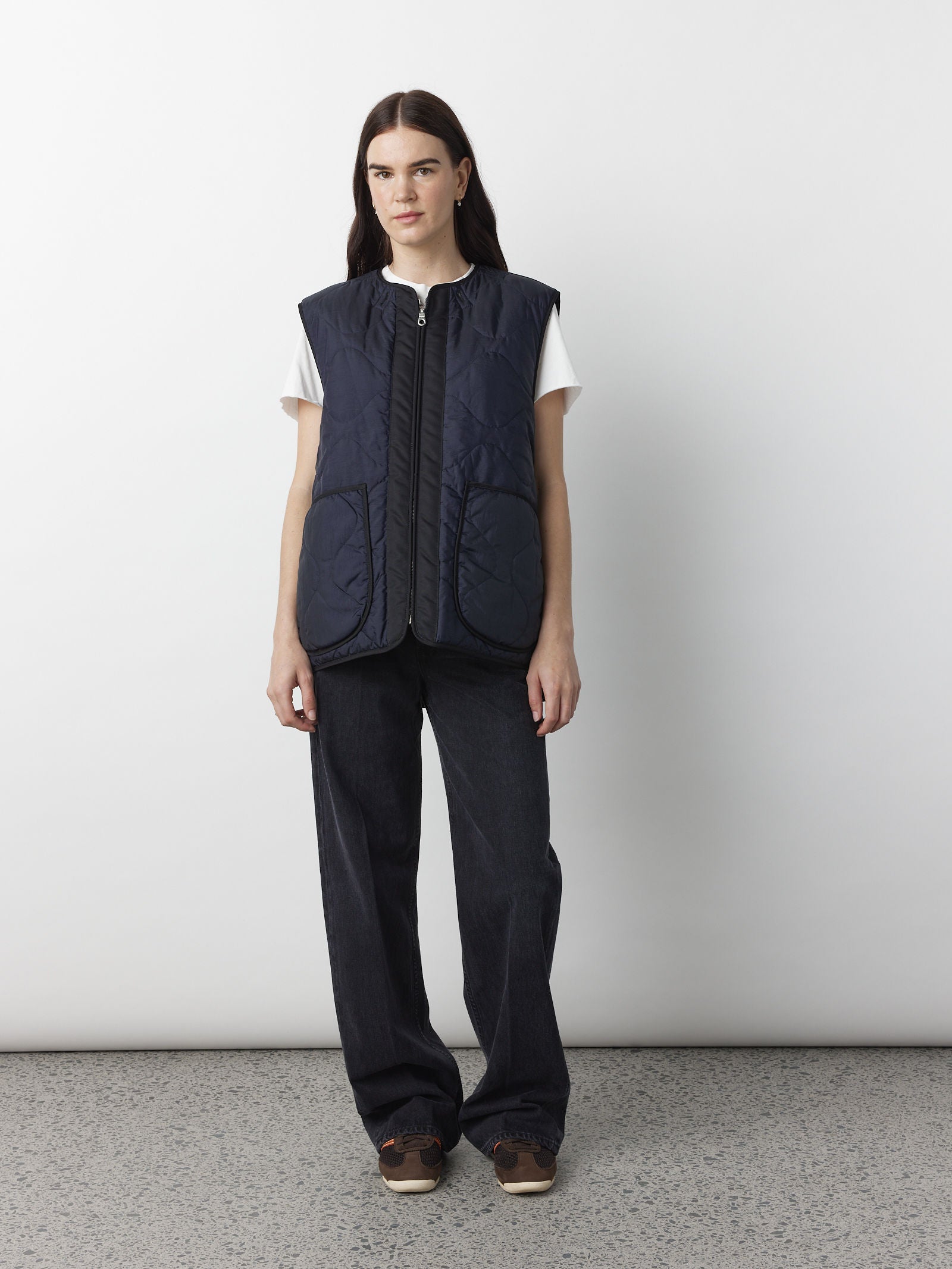 Airmail Quilted Vest - Navy / Dark Olive