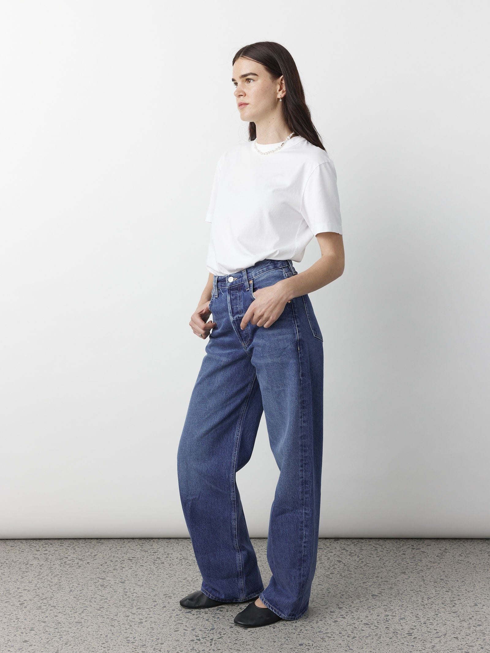 Ayla Baggy Jean Petite in Claremont (Mid Blue)