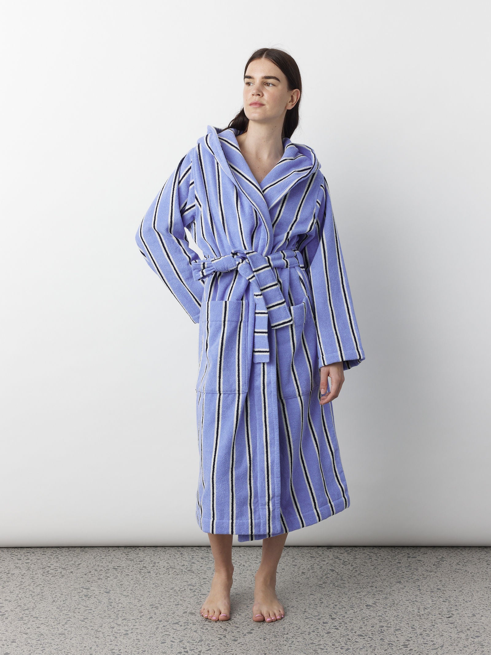 Hooded Bathrobe - Bassett Stripes