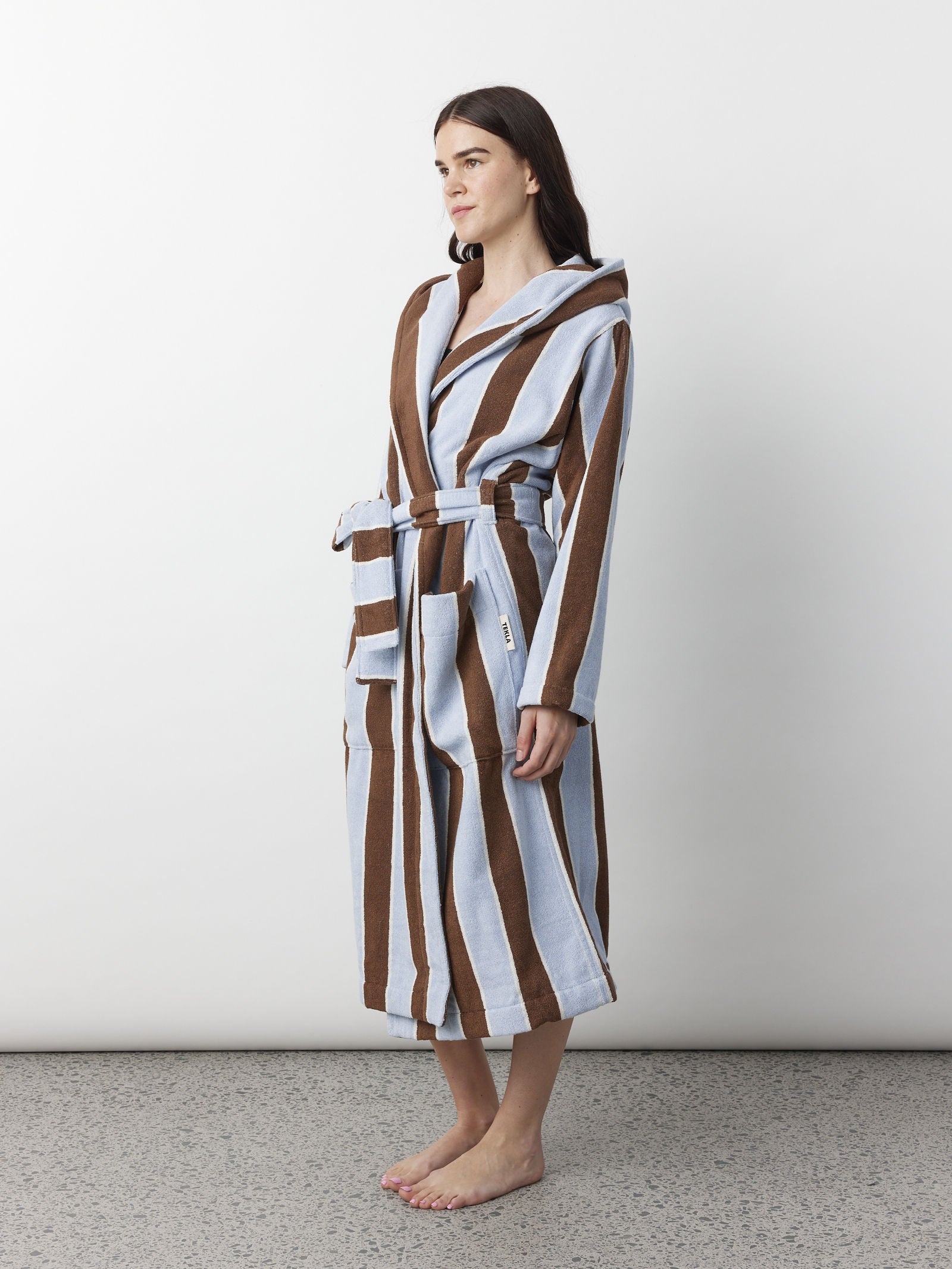 Hooded Bathrobe - Cocoa Stripes