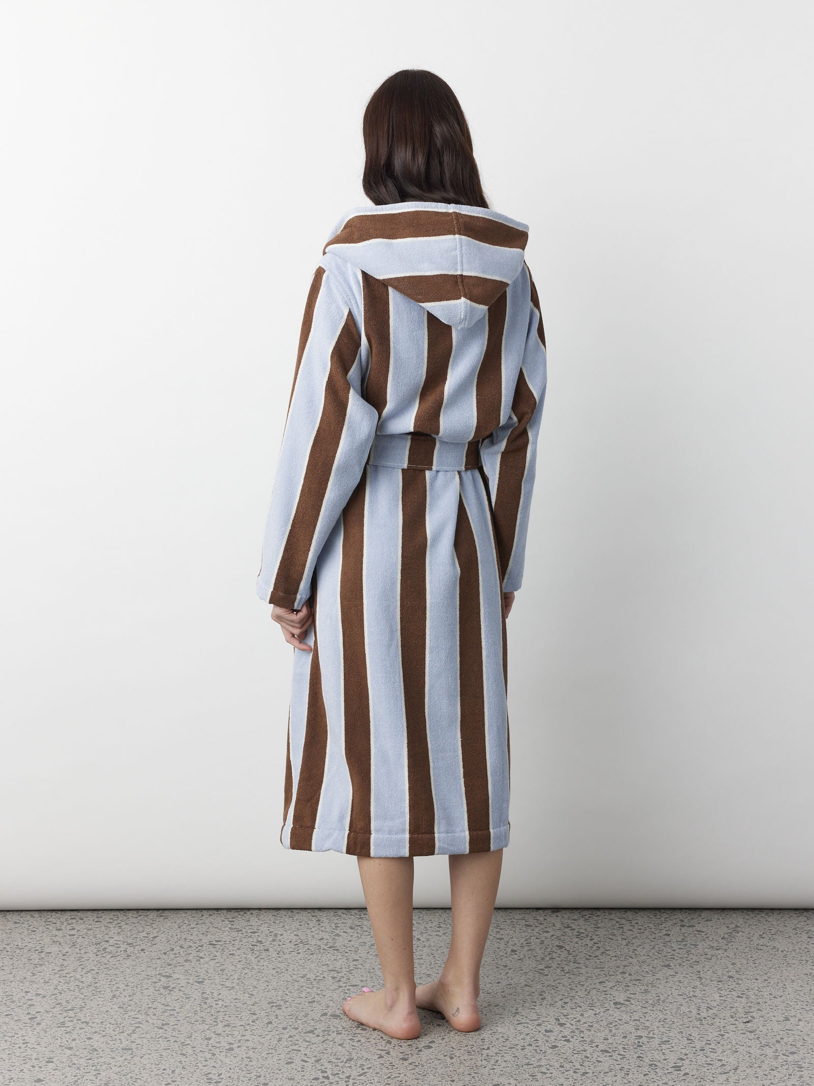 Hooded Bathrobe - Cocoa Stripes