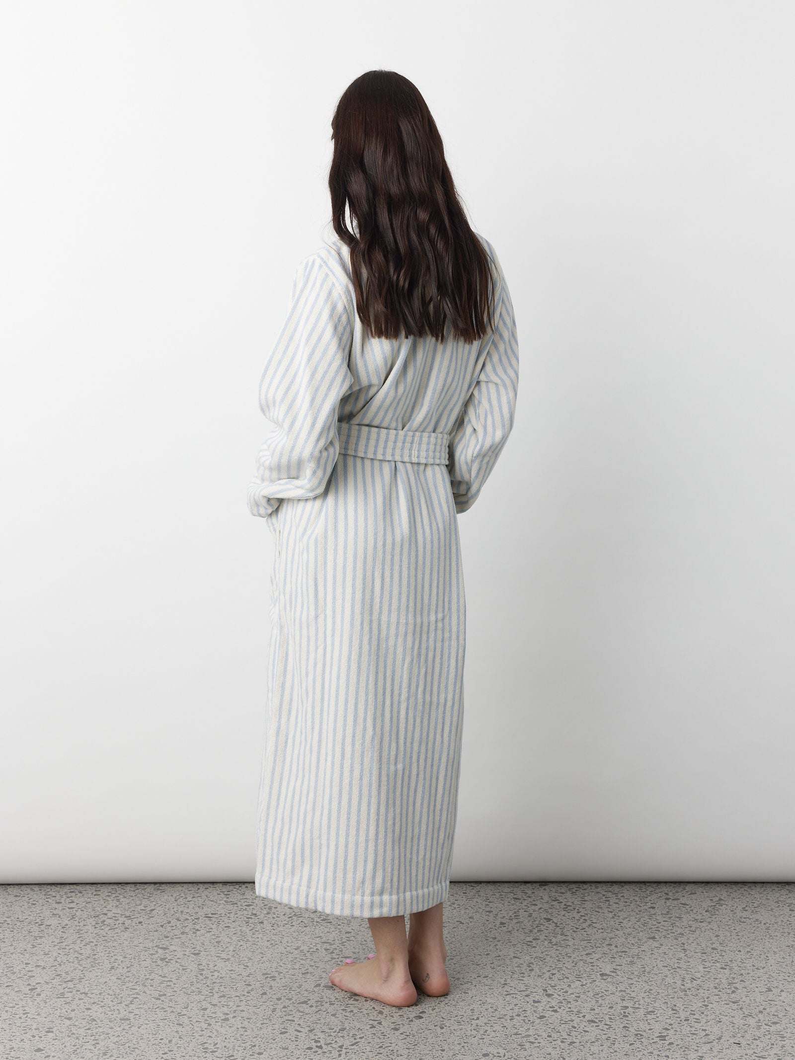 Classic Bathrobe - Soft Blue Stripe